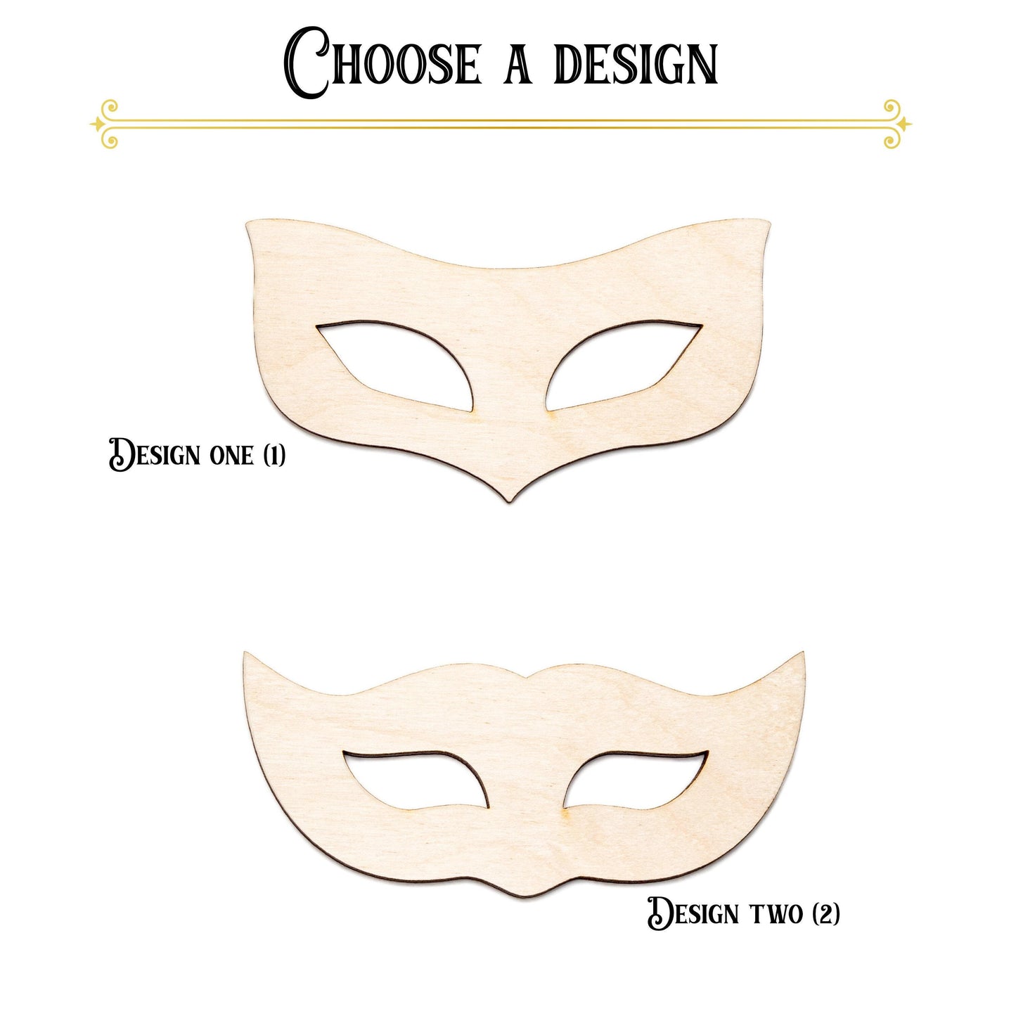 Masquerade Mask Blank Wood Cutout - Laser Cut Unfinished Craft Shape - Multiple Sizes