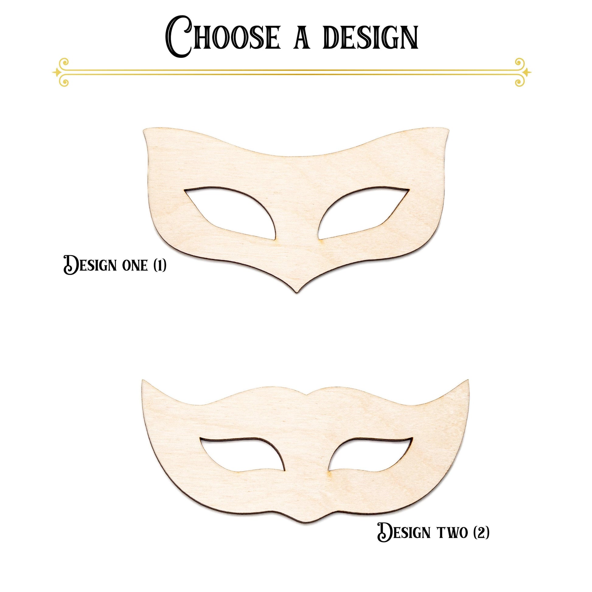 Masquerade Mask Blank Wood Cutout - Laser Cut Unfinished Craft Shape - Multiple Sizes