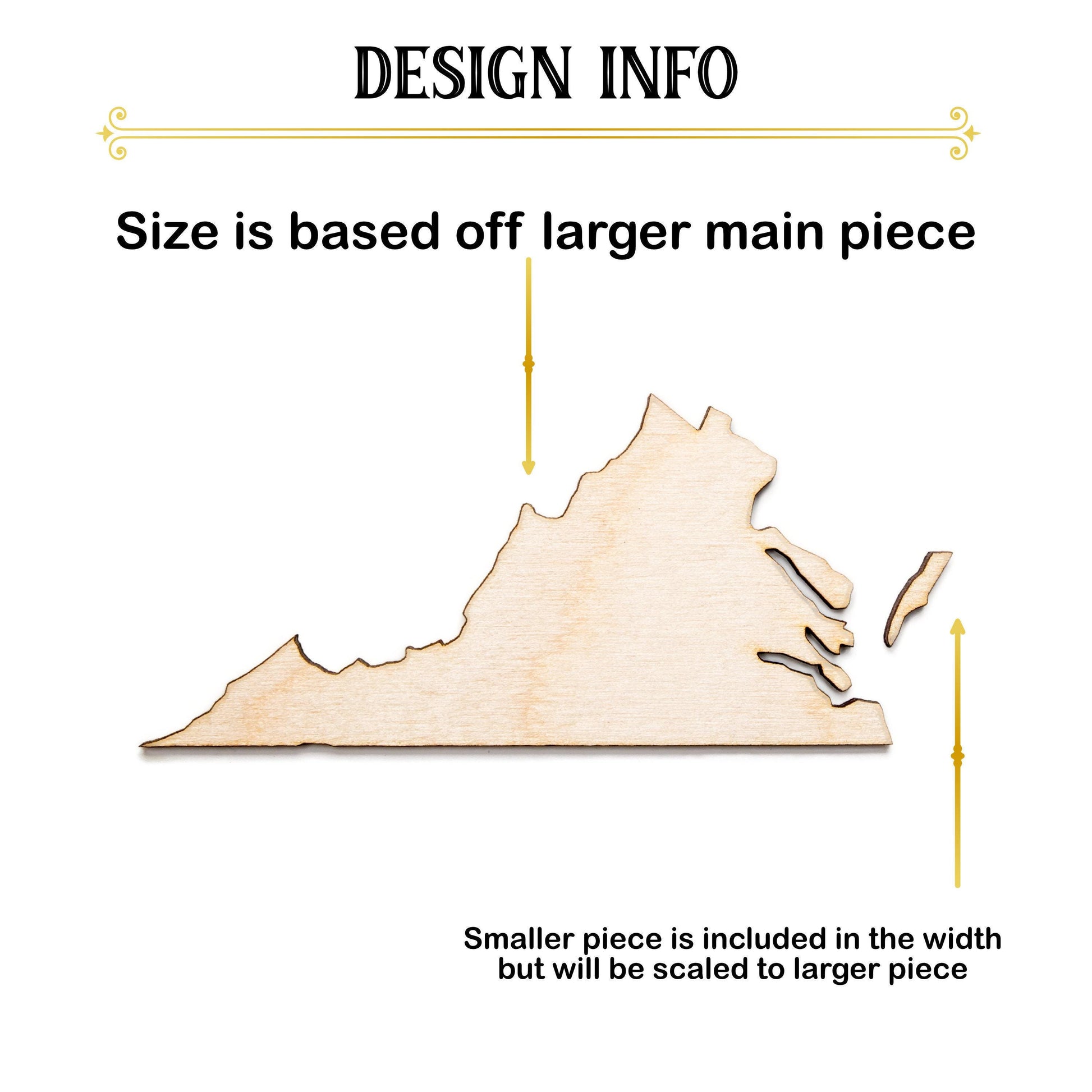 Virginia State Blank Wood Cutout - Laser Cut Unfinished Craft Shape - Multiple Sizes