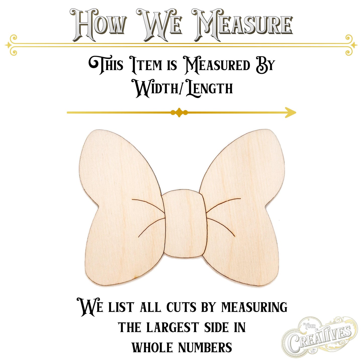 Cute Bow Wood Cutout - Laser Cut Unfinished Craft Shape - Multiple Sizes
