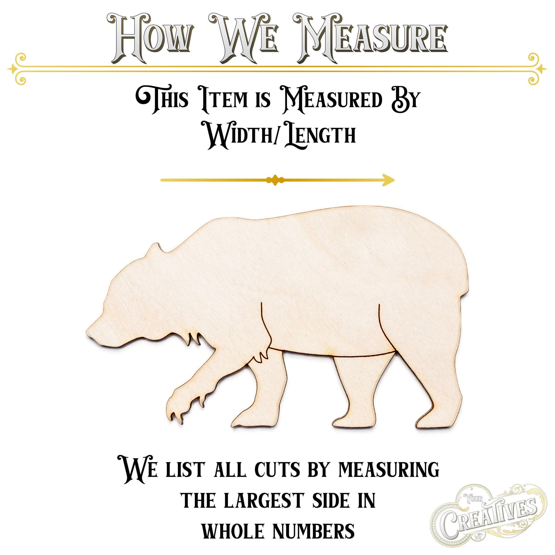 Bear Blank Wood Cutout - Laser Cut Unfinished Craft Shape - Multiple Sizes