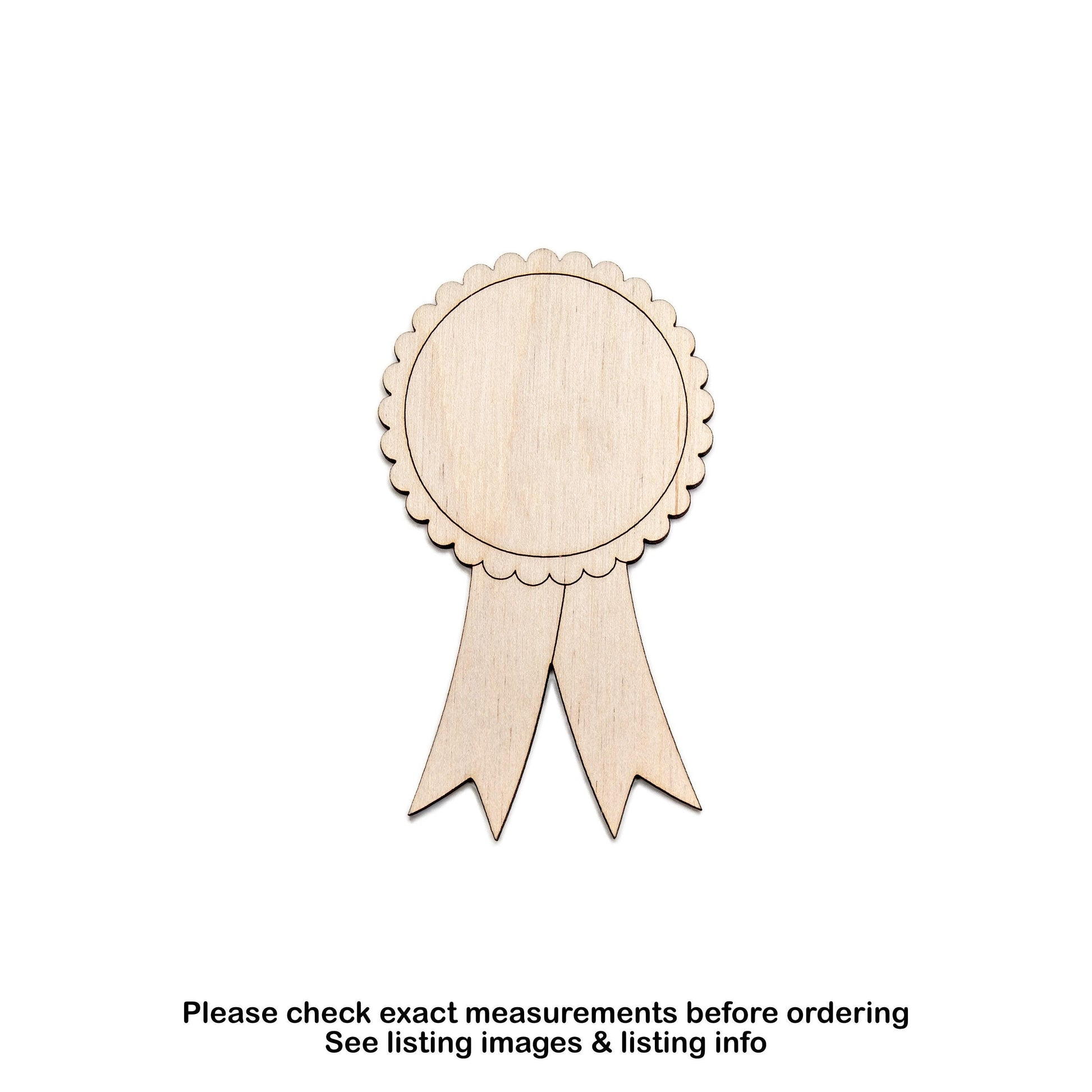 Award Ribbon Wood Cutout - Laser Cut Unfinished Craft Shape - Multiple Sizes