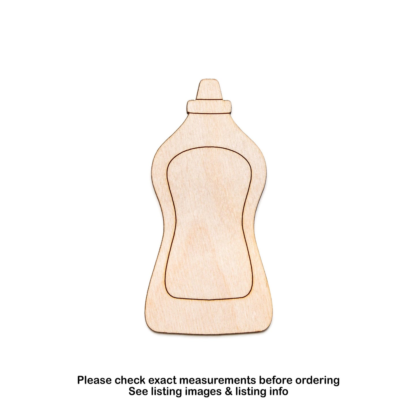 Mustard Bottle Detailed Wood Cutout - Laser Cut Unfinished Craft Shape - Multiple Sizes