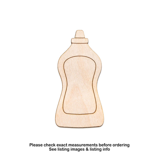 Mustard Bottle Detailed Wood Cutout - Laser Cut Unfinished Craft Shape - Multiple Sizes