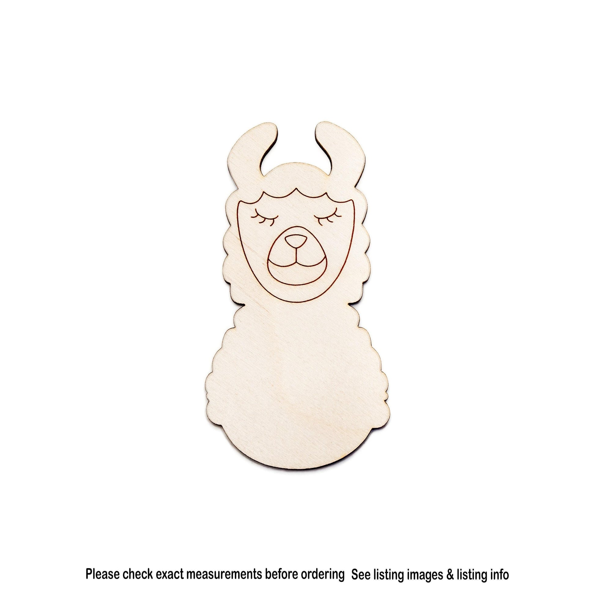 Cute Llama Detailed Wood Cutout - Laser Cut Unfinished Craft Shape - Multiple Sizes