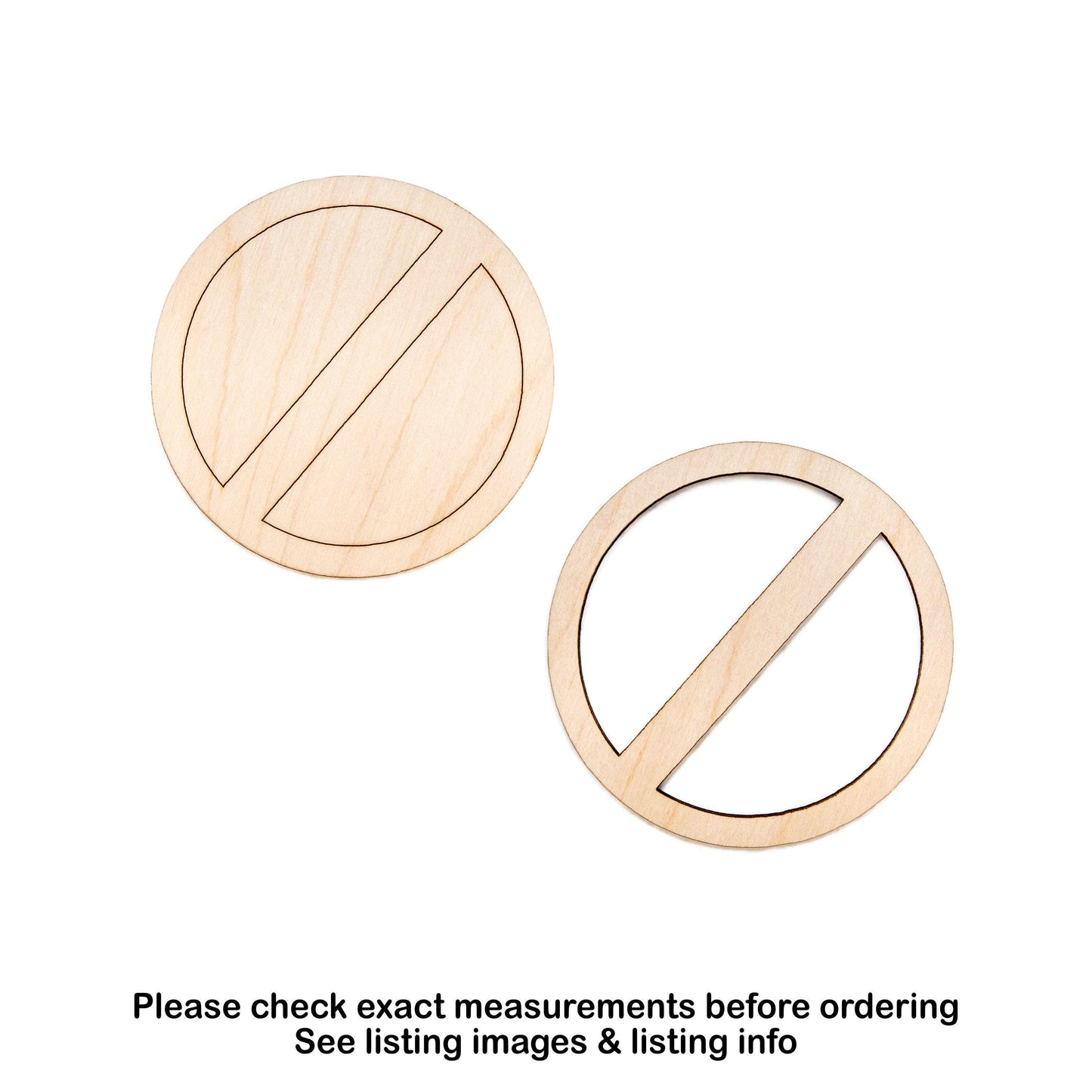 No Symbol Detailed Wood Cutout - Laser Cut Unfinished Craft Shape - Multiple Sizes