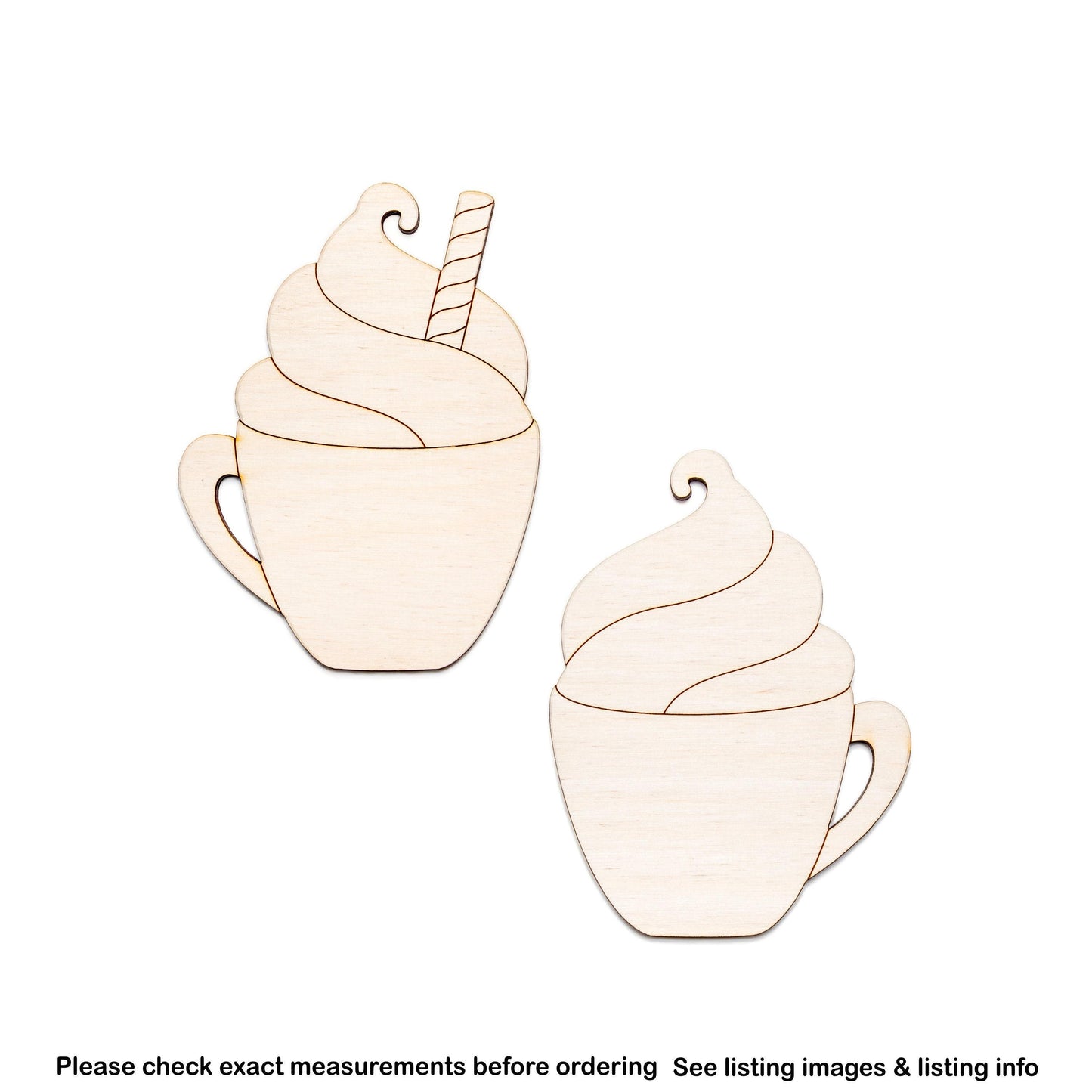 Hot Chocolate Wood Cutout - Laser Cut Unfinished Craft Shape - Multiple Sizes