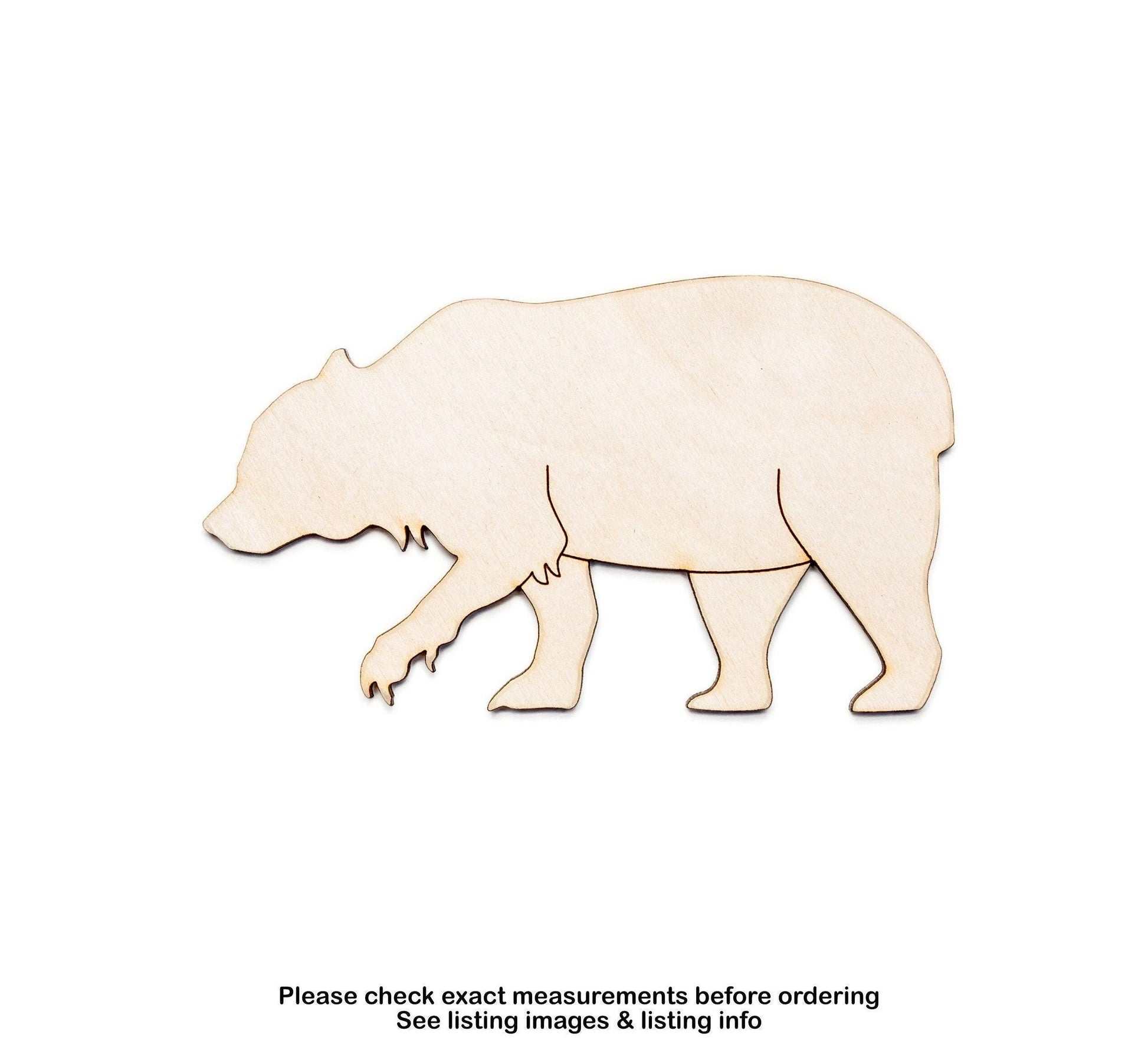 Bear Blank Wood Cutout - Laser Cut Unfinished Craft Shape - Multiple Sizes