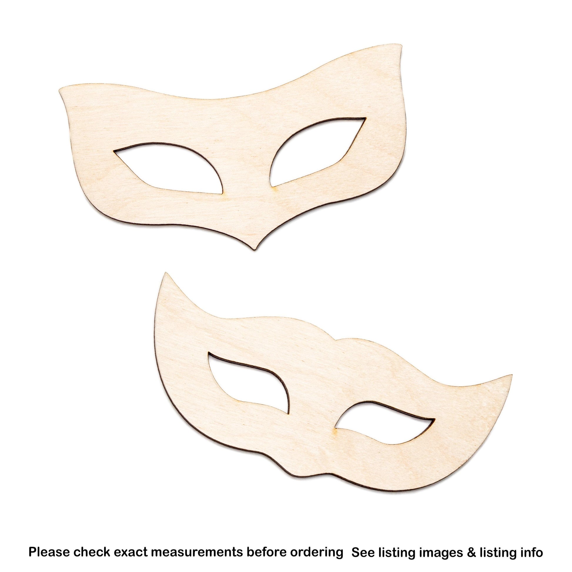 Masquerade Mask Blank Wood Cutout - Laser Cut Unfinished Craft Shape - Multiple Sizes