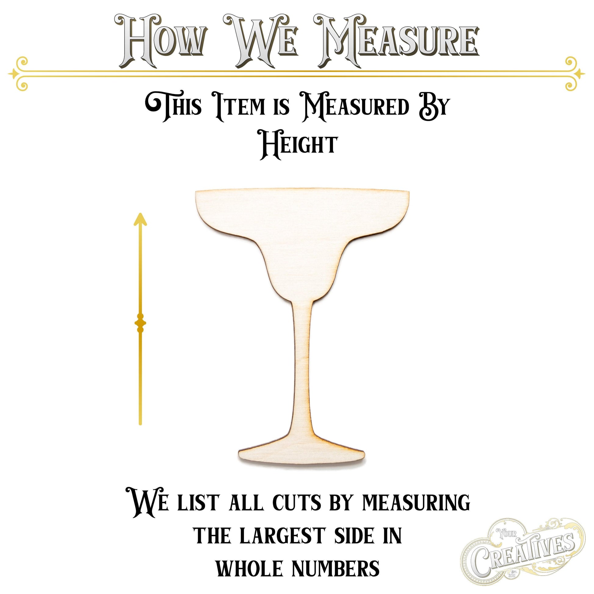 Margarita Glass Blank Wood Cutout - Laser Cut Unfinished Craft Shape - Multiple Sizes
