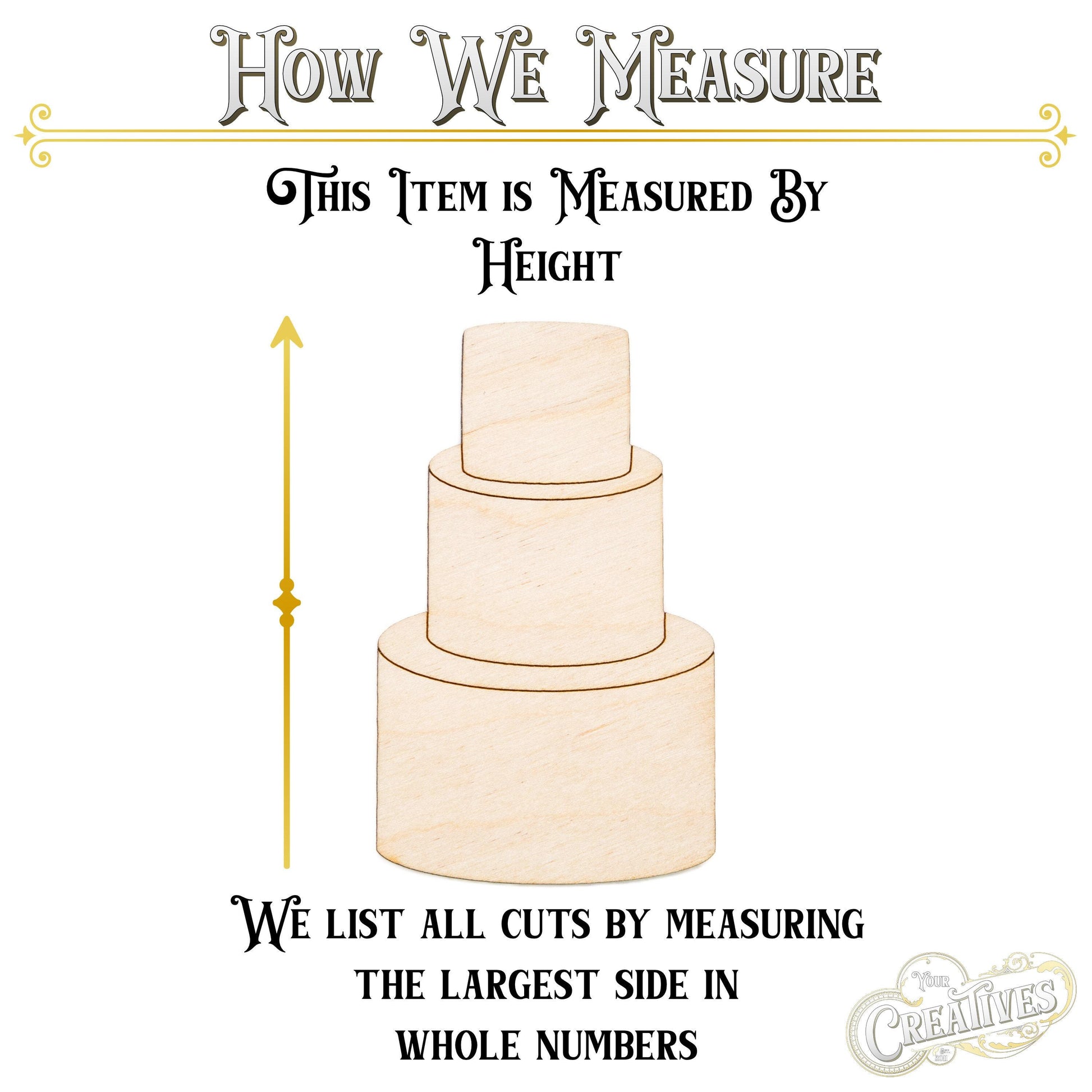 Three Tier Cake Wood Cutout - Laser Cut Unfinished Craft Shape - Multiple Sizes