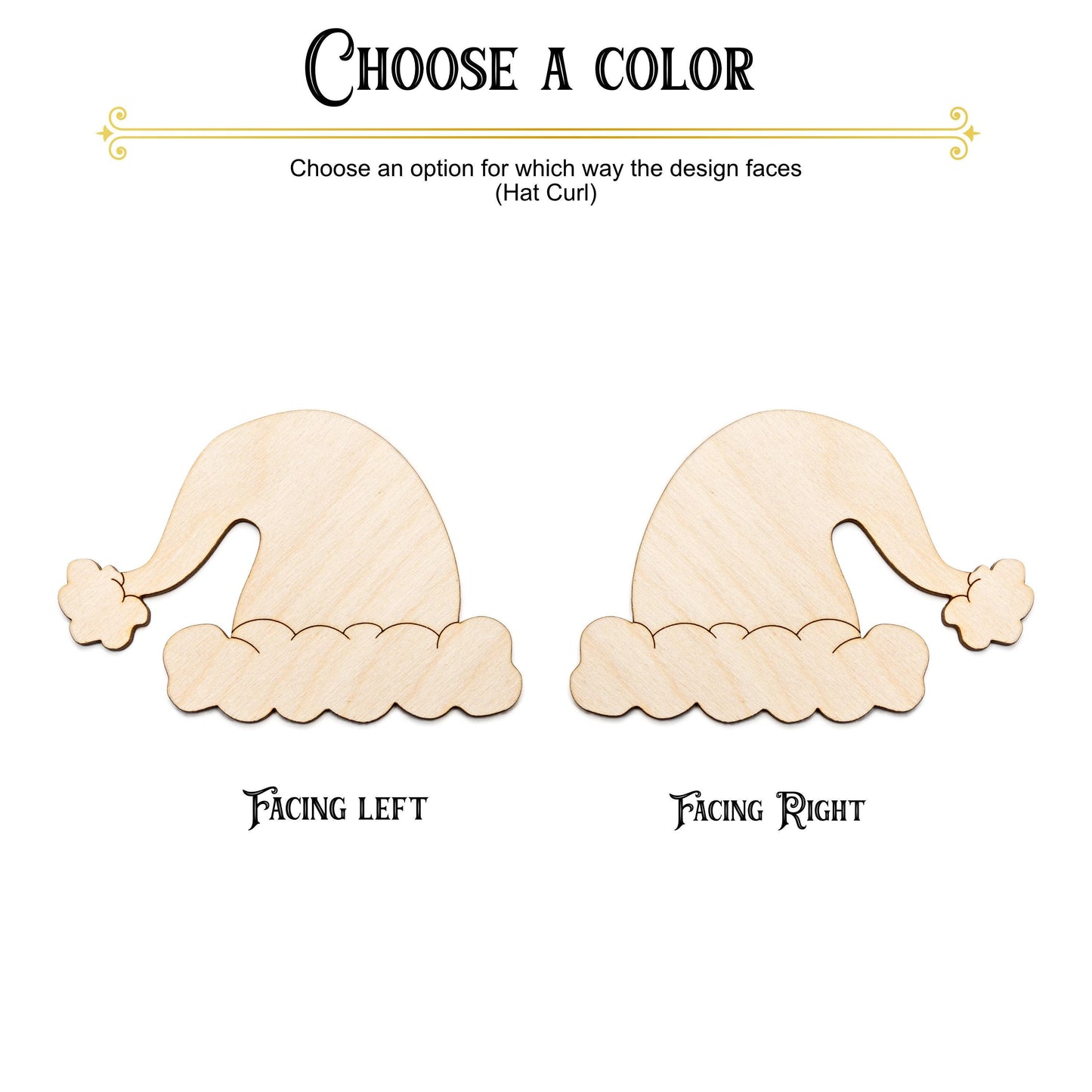 Santa Hat Wood Cutout - Laser Cut Unfinished Craft Shape - Multiple Sizes