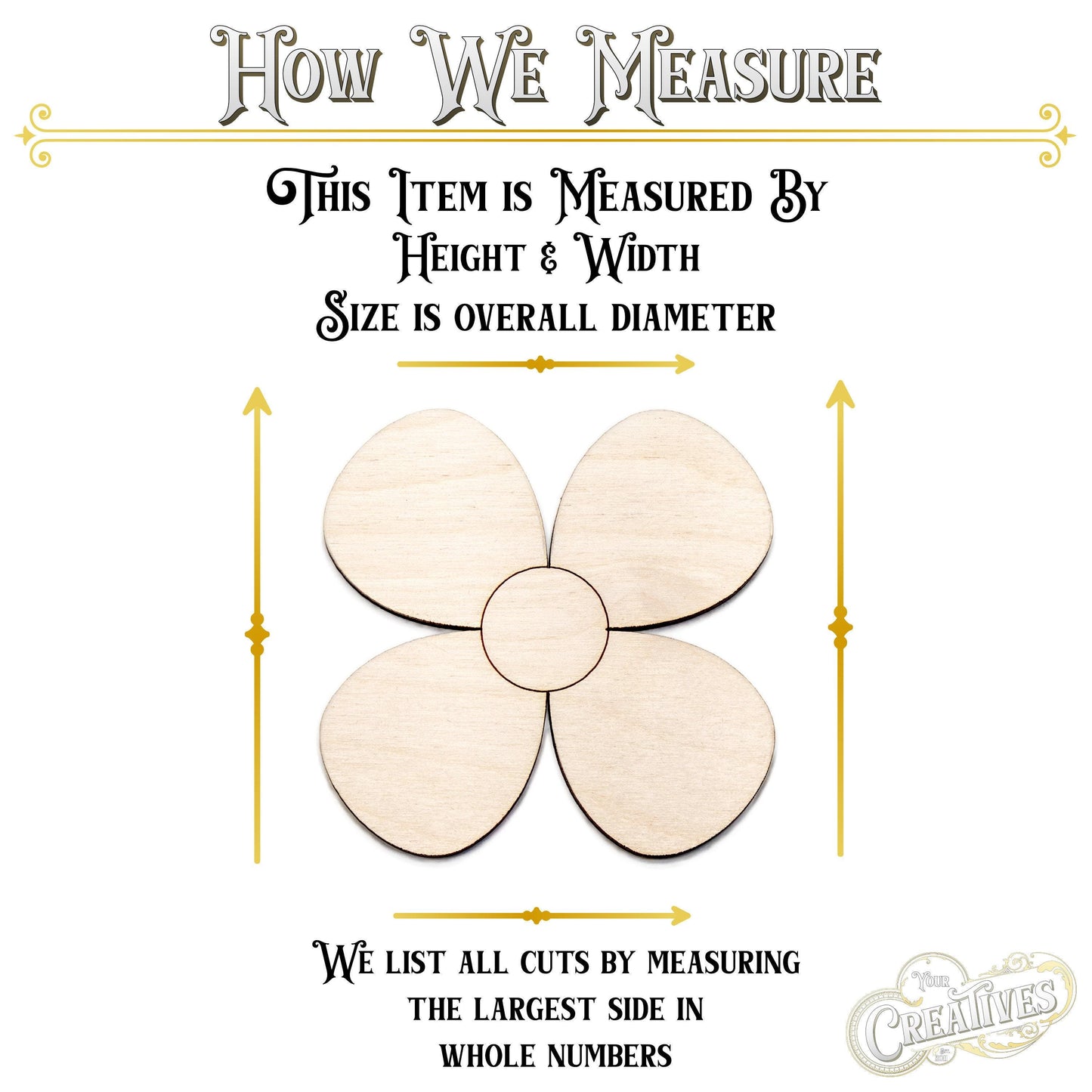 Cute Flower Wood Cutout - Laser Cut Unfinished Craft Shape - Multiple Sizes