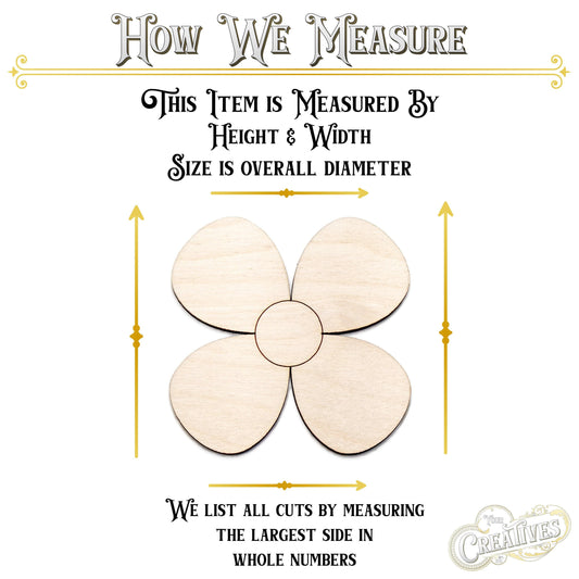Cute Flower Wood Cutout - Laser Cut Unfinished Craft Shape - Multiple Sizes