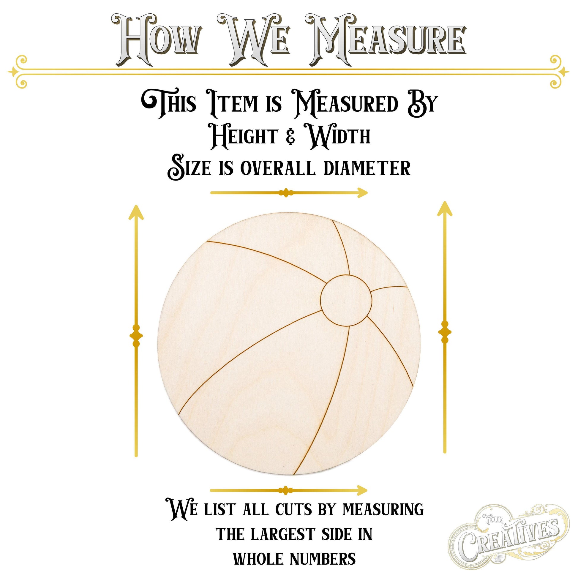 Beach Ball Detailed Wood Cutout - Laser Cut Unfinished Craft Shape - Multiple Sizes