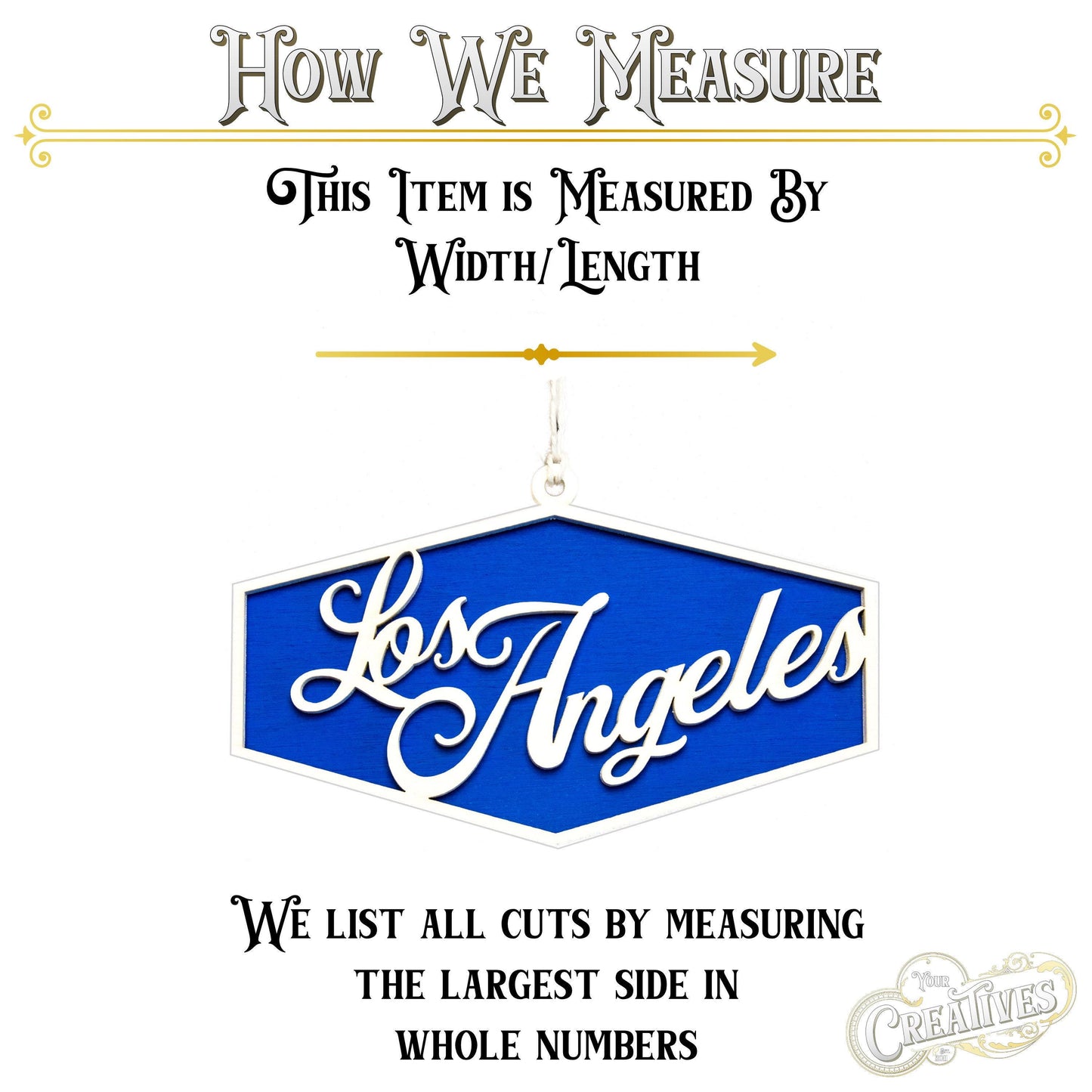Los Angeles Painted Wood Ornament - Laser Cut Sports Theme Holiday Craft Shape