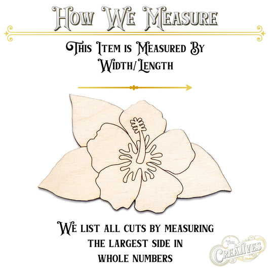 Tropical Flower With Leaves Detailed Wood Cutout - Laser Cut Unfinished Craft Shape - Multiple Sizes