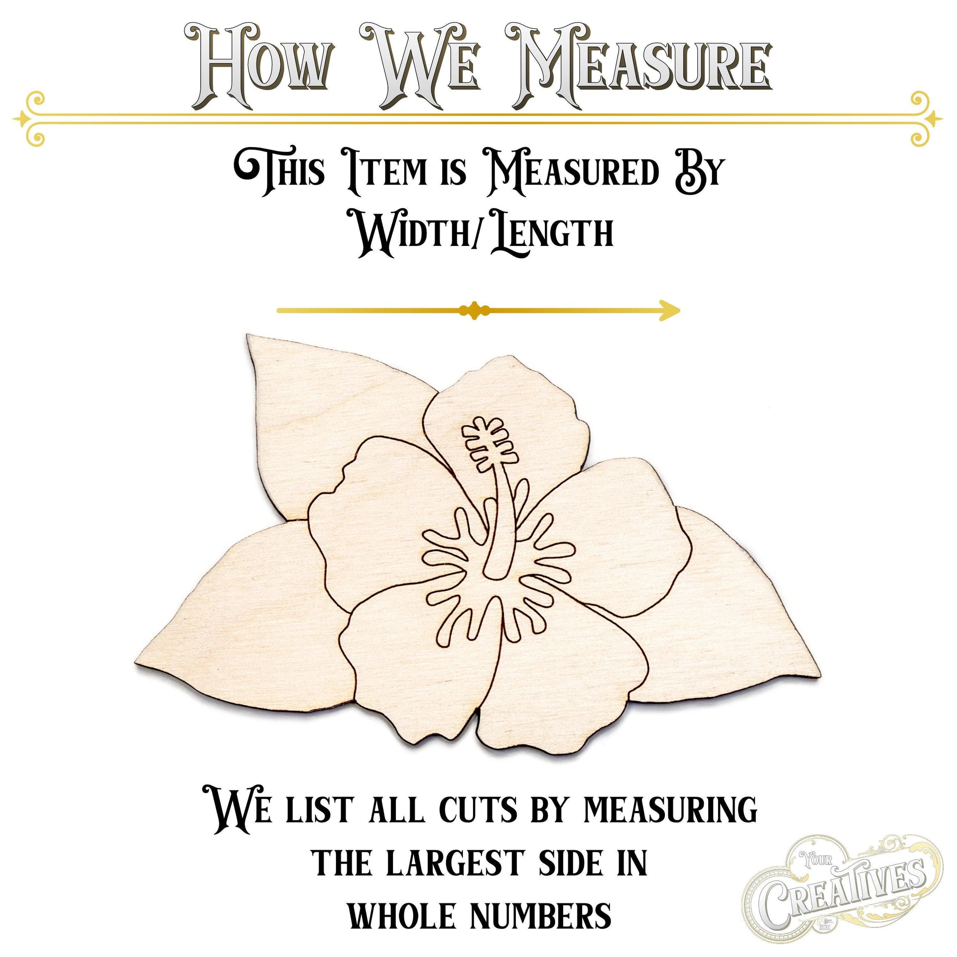 Tropical Flower With Leaves Detailed Wood Cutout - Laser Cut Unfinished Craft Shape - Multiple Sizes