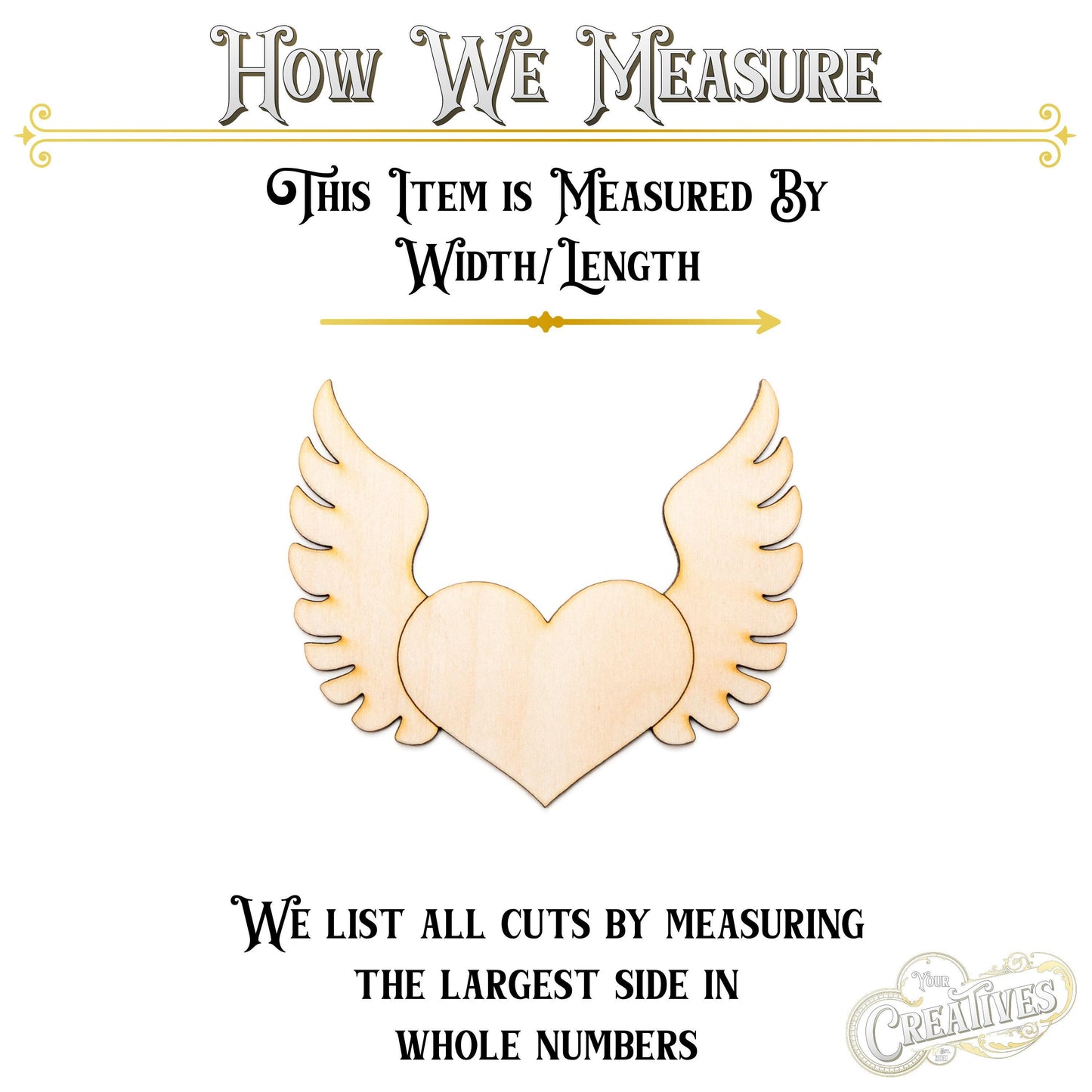 Heart With Wings Wood Cutout - Laser Cut Unfinished Craft Shape - Multiple Sizes