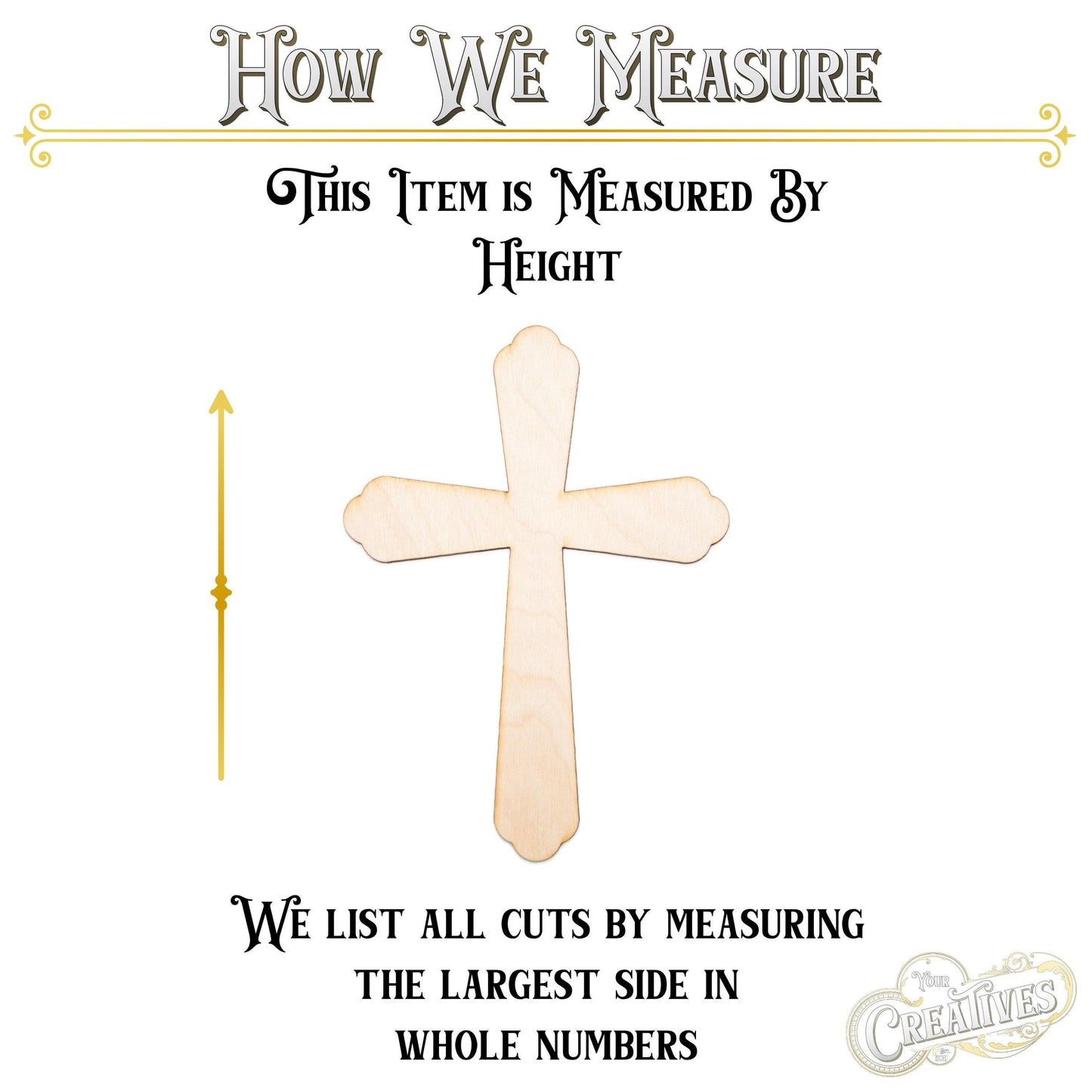Budded Edge Cross Blank Wood Cutout - Laser Cut Unfinished Craft Shape - Multiple Sizes