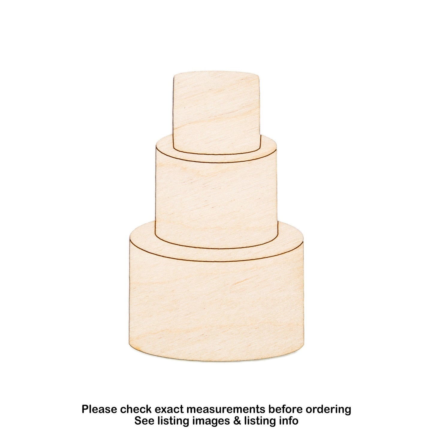 Three Tier Cake Wood Cutout - Laser Cut Unfinished Craft Shape - Multiple Sizes