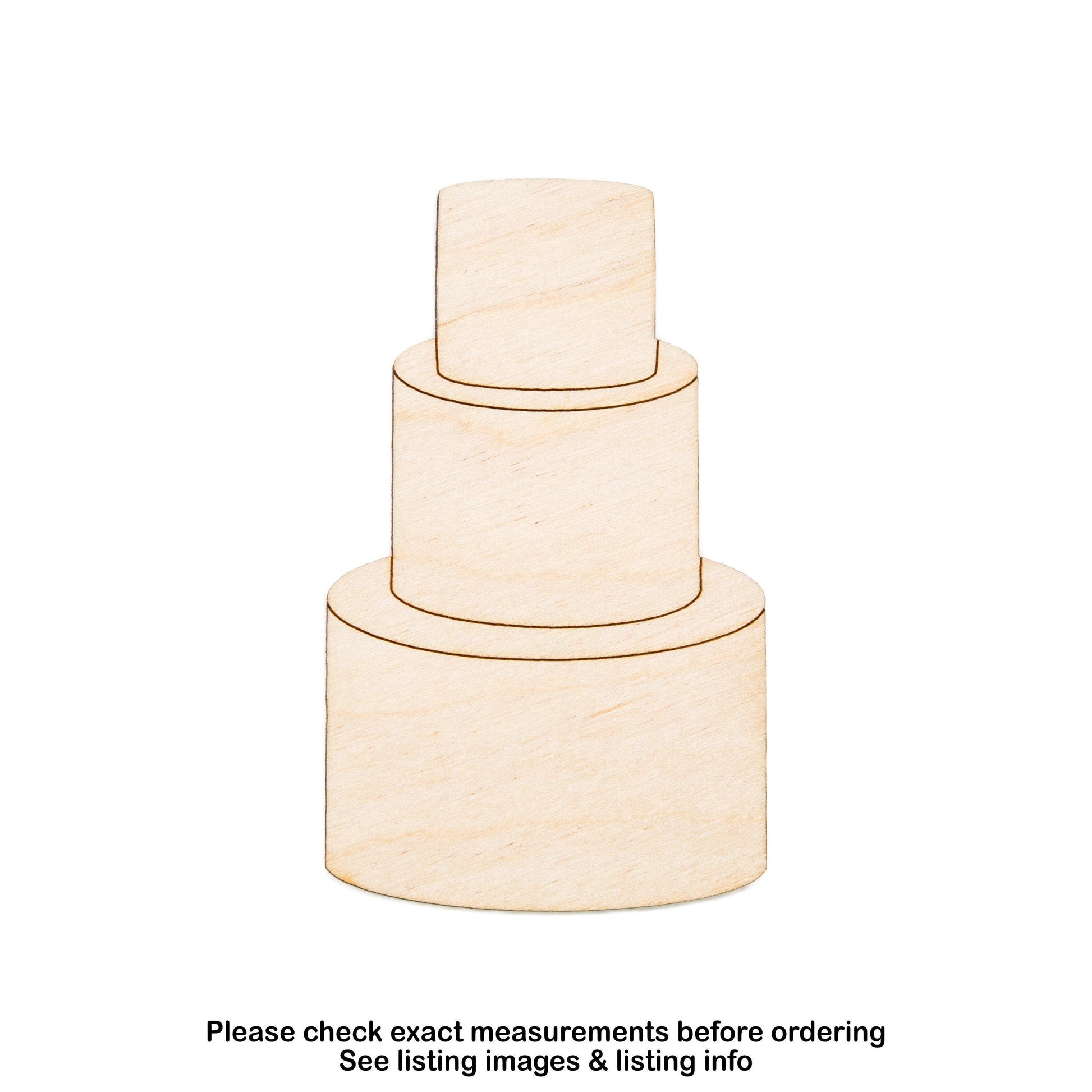 Three Tier Cake Wood Cutout - Laser Cut Unfinished Craft Shape - Multiple Sizes