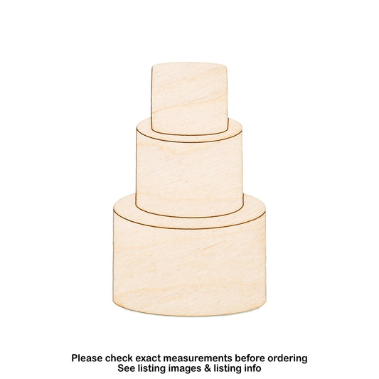 Three Tier Cake Wood Cutout - Laser Cut Unfinished Craft Shape - Multiple Sizes