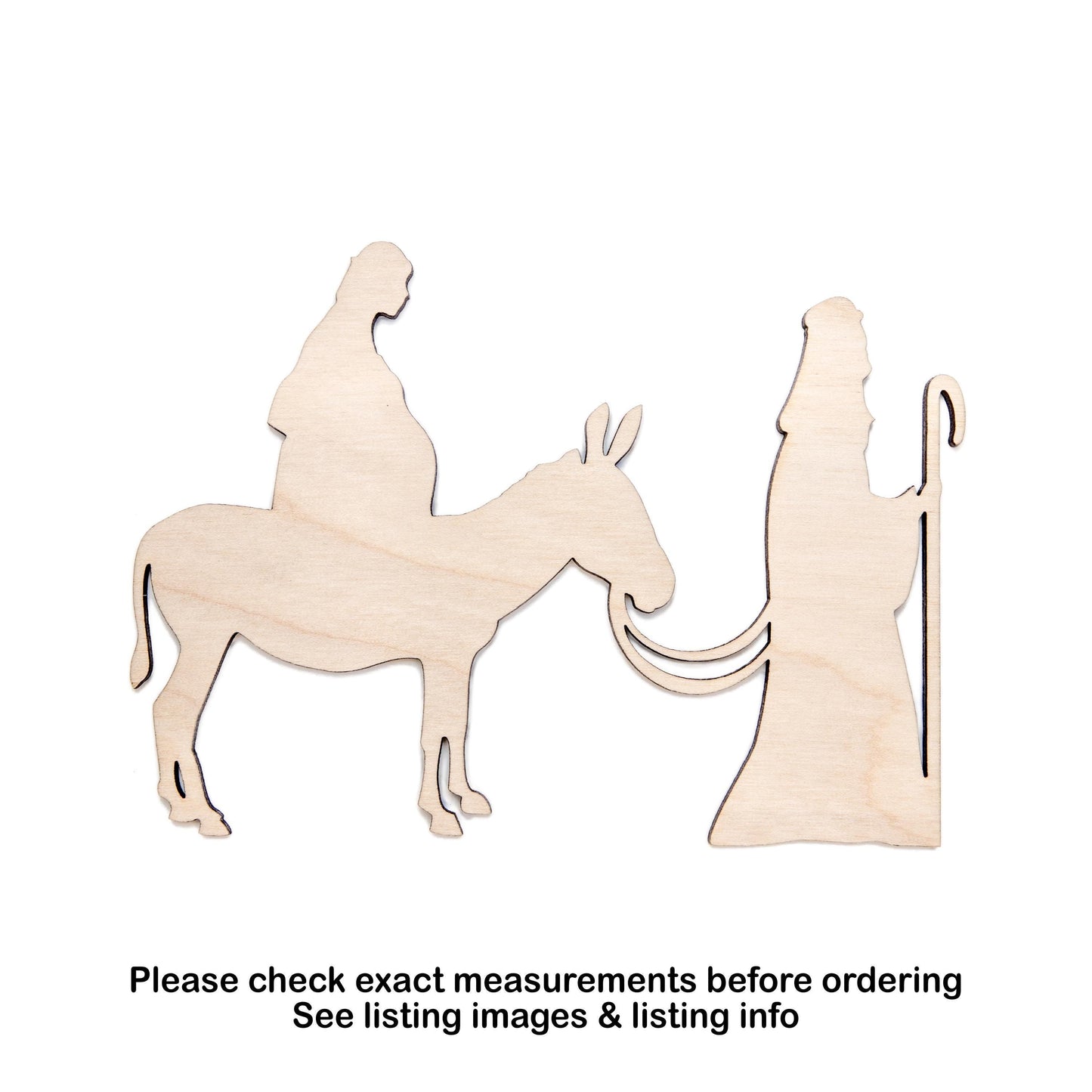 Joseph Leading Mary Blank Wood Cutout - Laser Cut Unfinished Craft Shape - Multiple Sizes