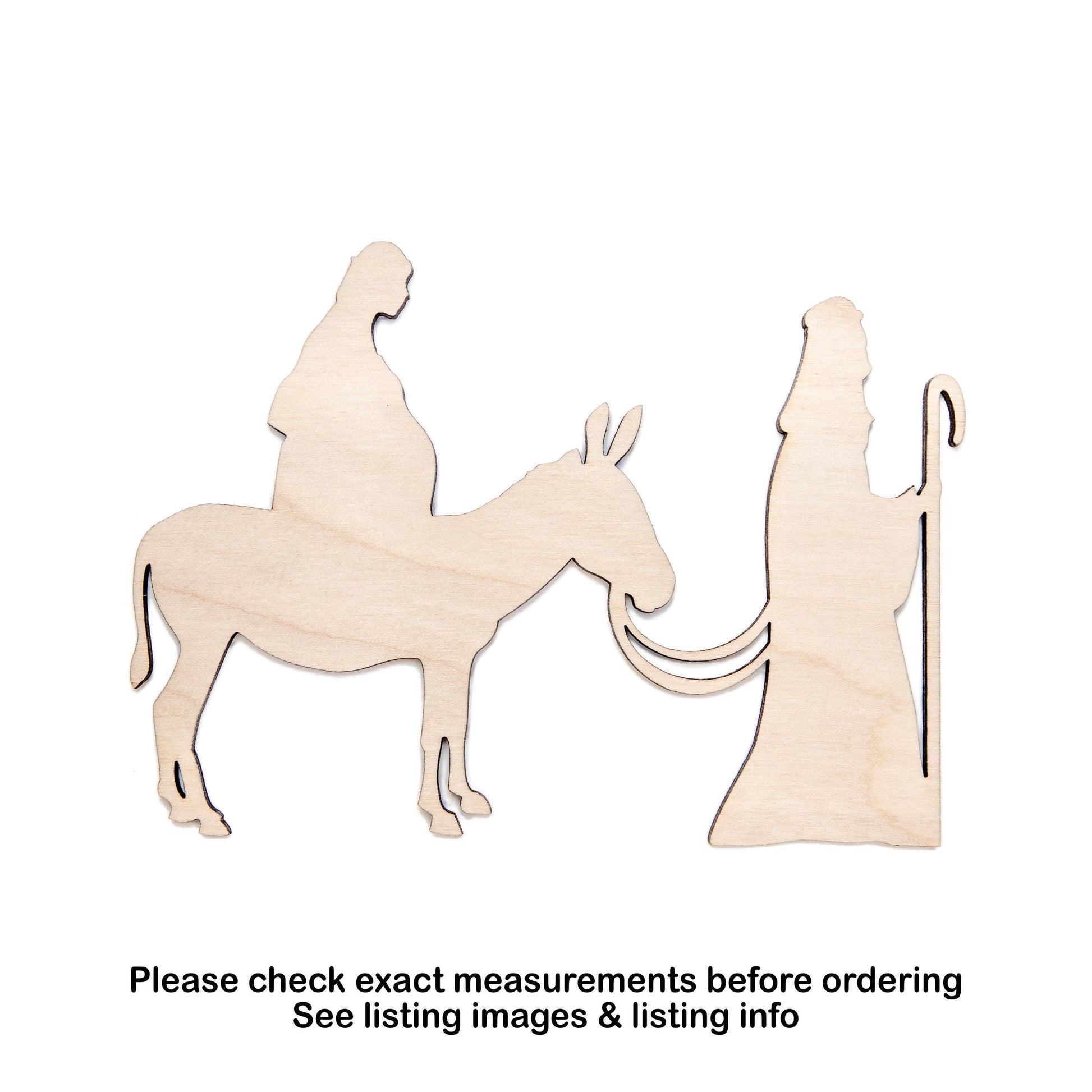 Joseph Leading Mary Blank Wood Cutout - Laser Cut Unfinished Craft Shape - Multiple Sizes