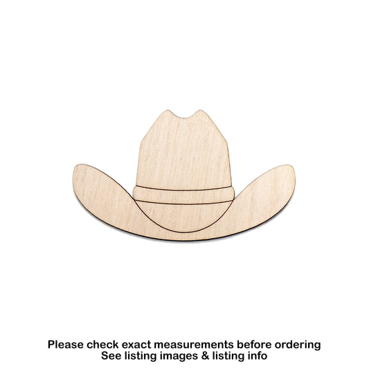 Cowboy Hat Wood Cutout - Laser Cut Unfinished Craft Shape - Multiple Sizes