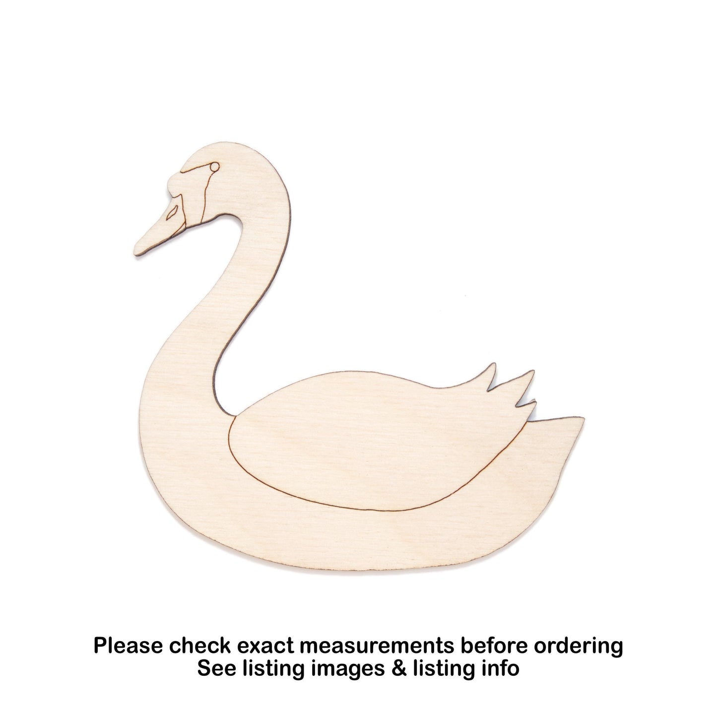 Swan Wood Cutout - Laser Cut Unfinished Craft Shape - Multiple Sizes