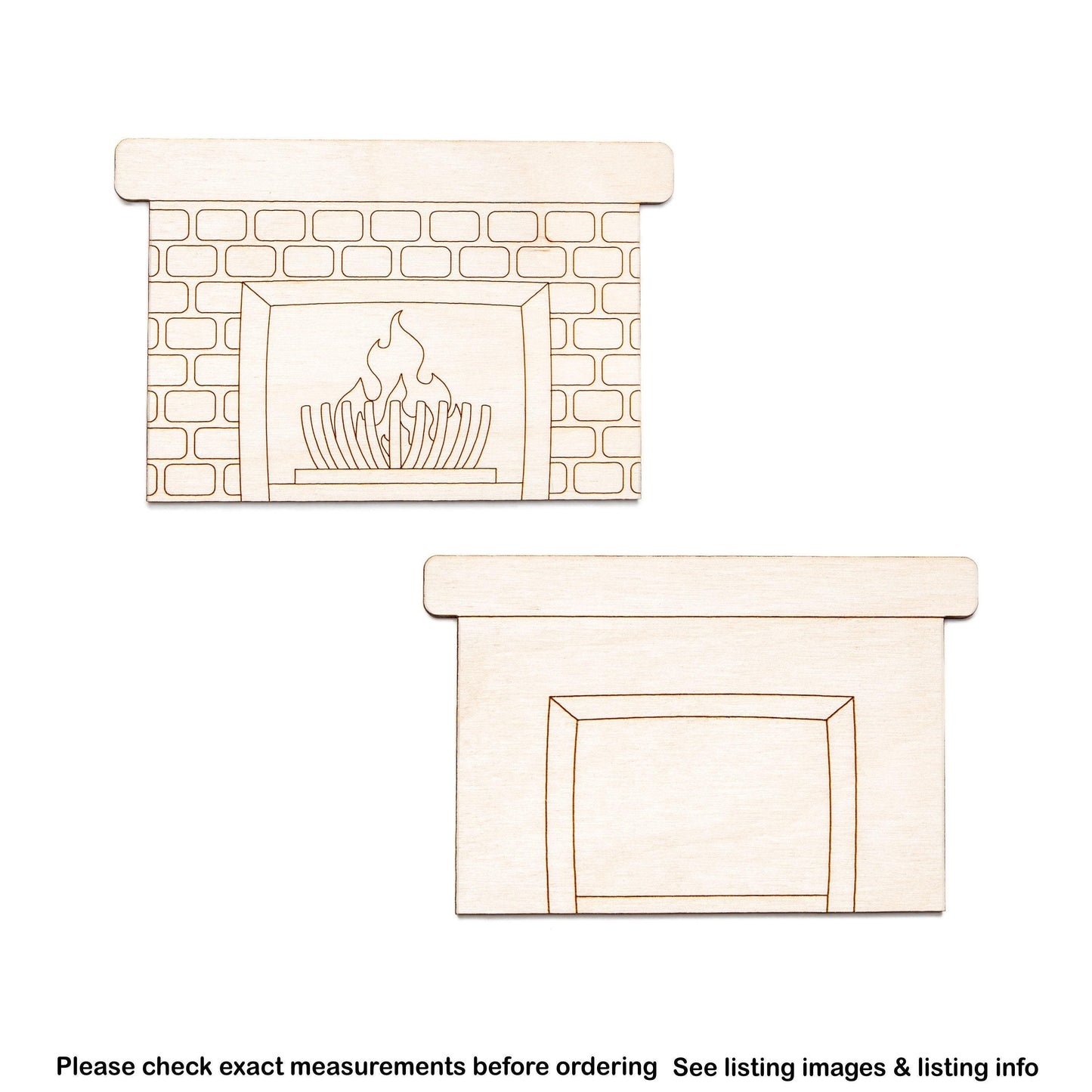 Fireplace Wood Cutout - Laser Cut Unfinished Craft Shape - Multiple Sizes