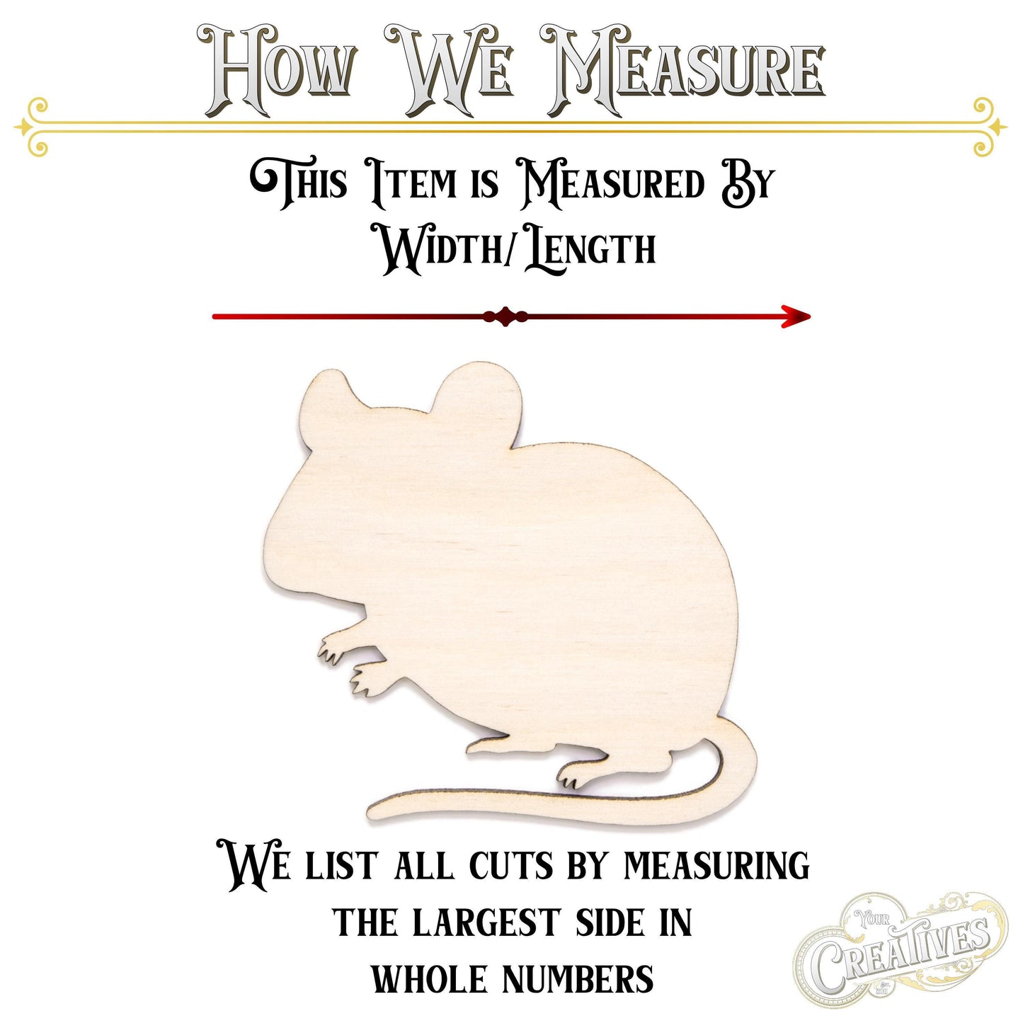 Mouse Wood Cutout - Laser Cut Unfinished Craft Shape - Multiple Sizes