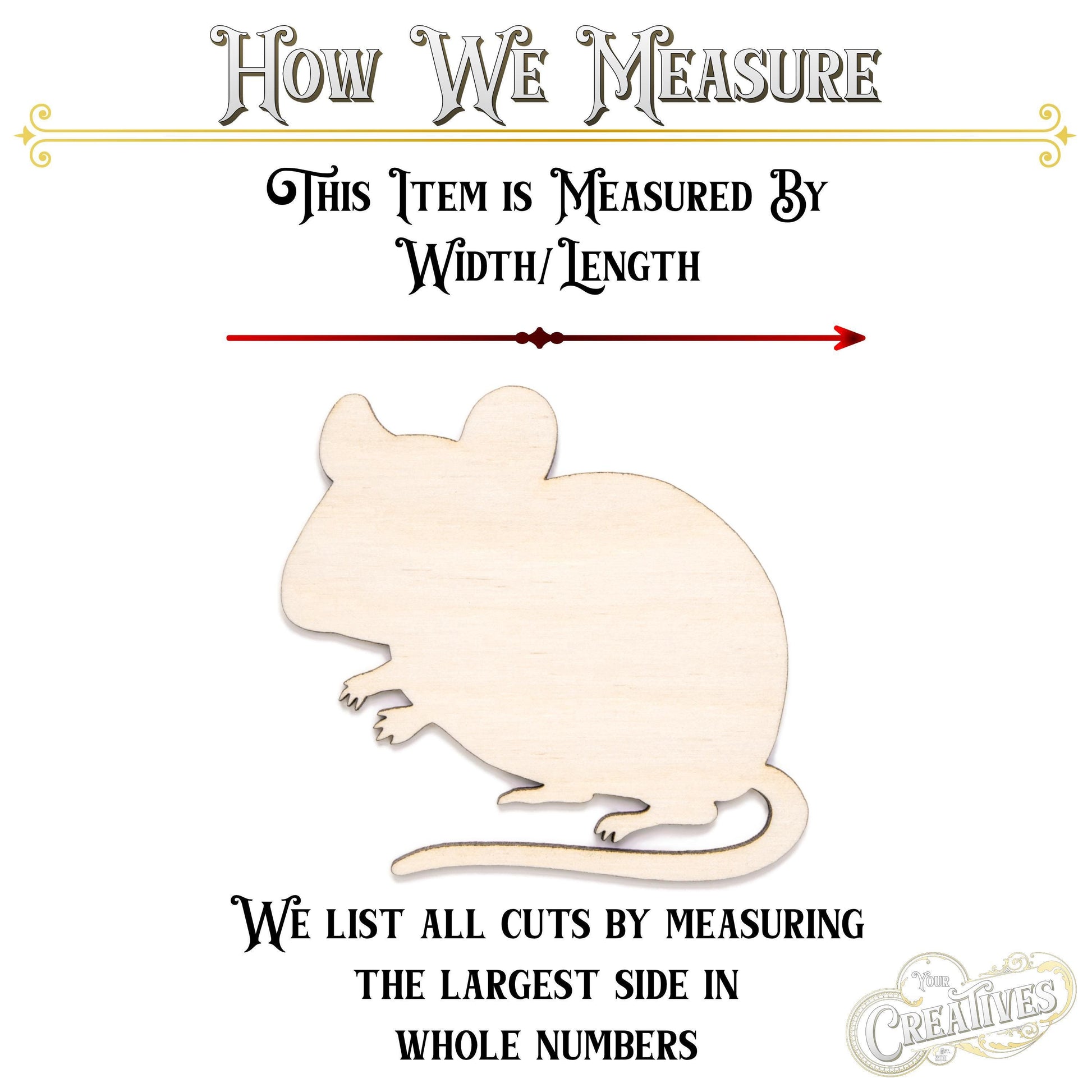 Mouse Wood Cutout - Laser Cut Unfinished Craft Shape - Multiple Sizes