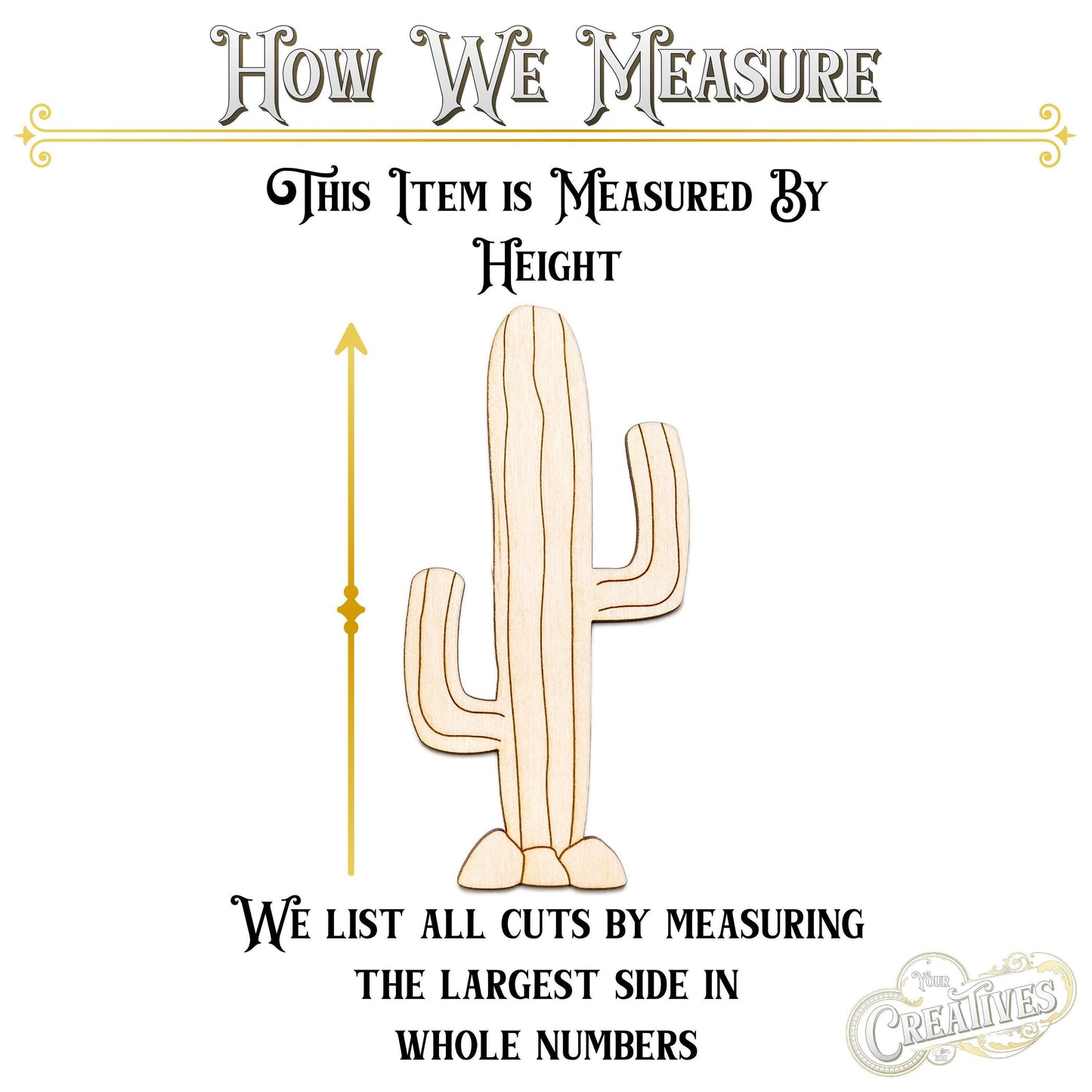 Saguaro Cactus Detailed Wood Cutout - Laser Cut Unfinished Craft Shape - Multiple Sizes