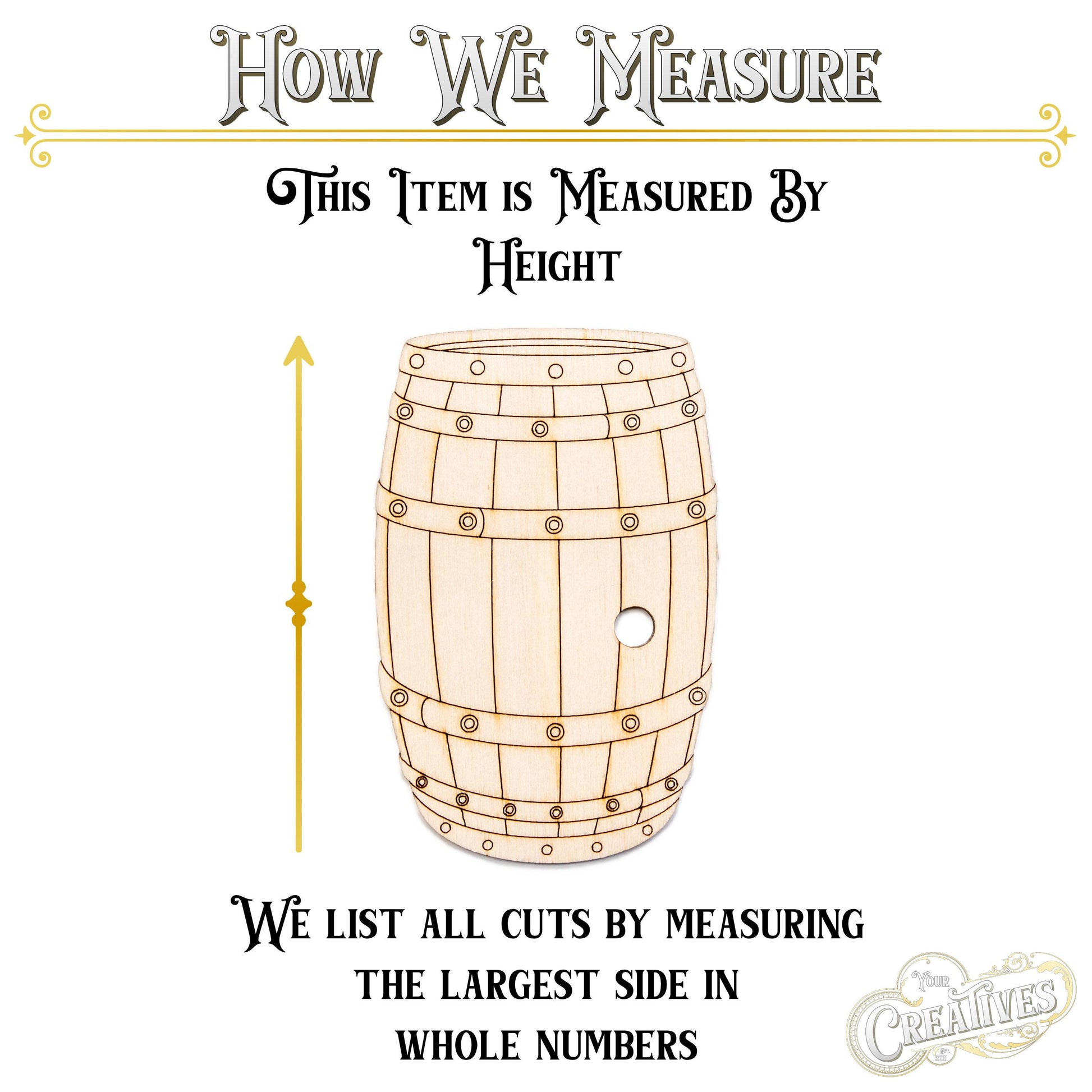 Barrel Wood Cutout - Laser Cut Unfinished Craft Shape - Multiple Sizes