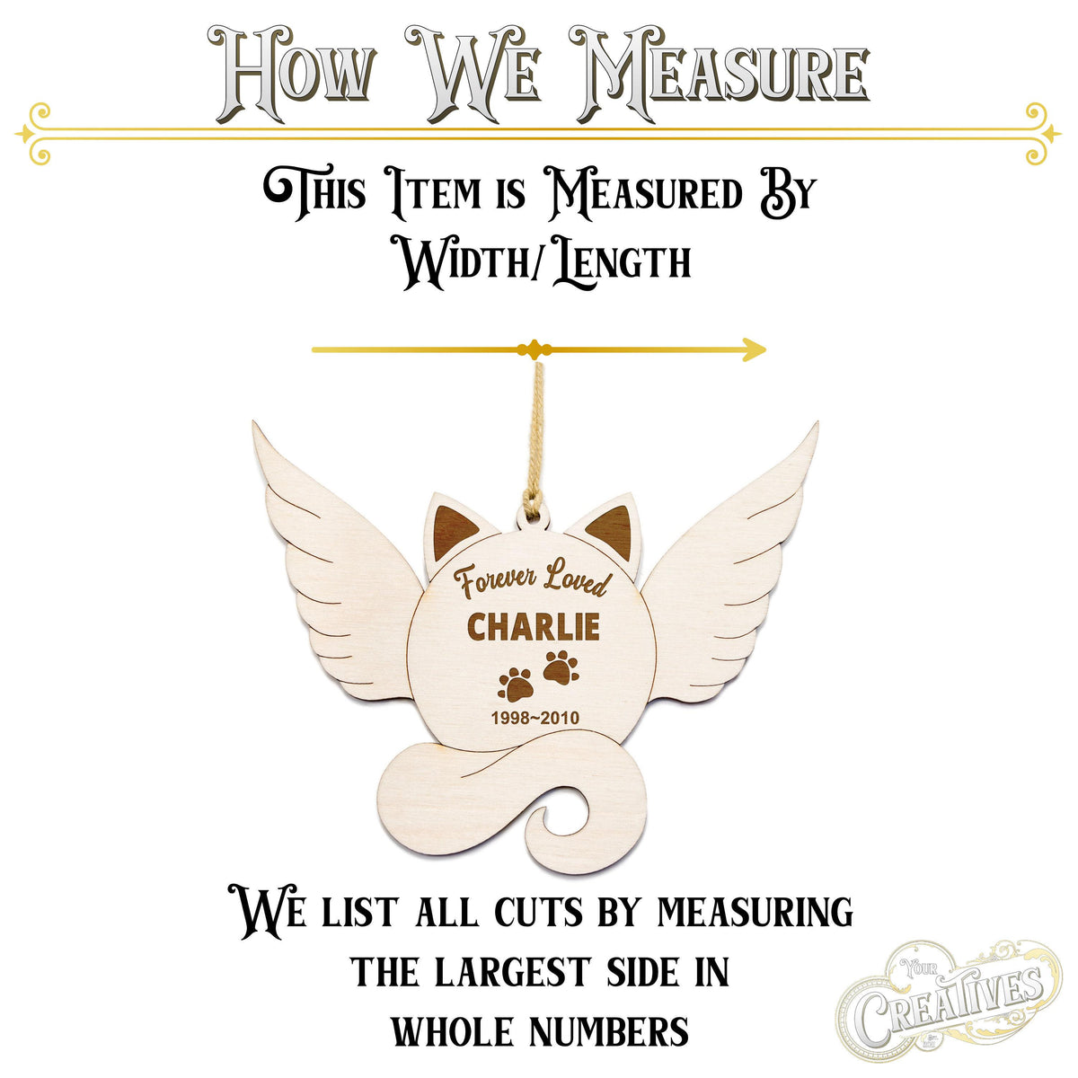 Custom Cat Memorial Wood Ornament - Laser Cut Personalized Holiday Craft Shape