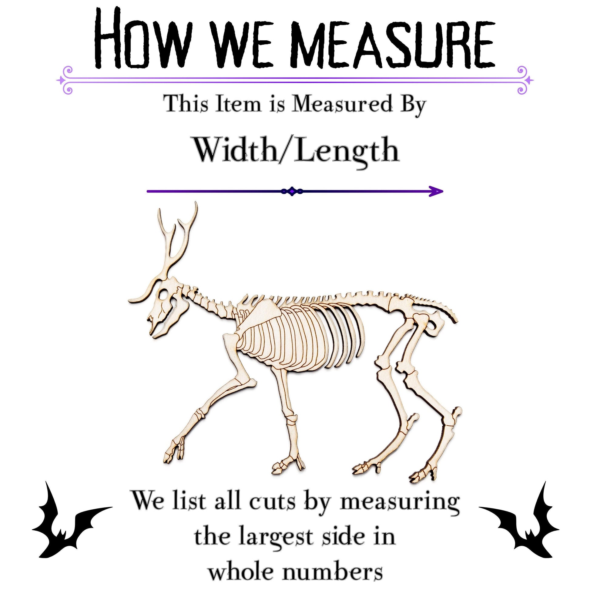 Deer Skeleton Detailed Wood Cutout - Laser Cut Unfinished Craft Shape - Multiple Sizes