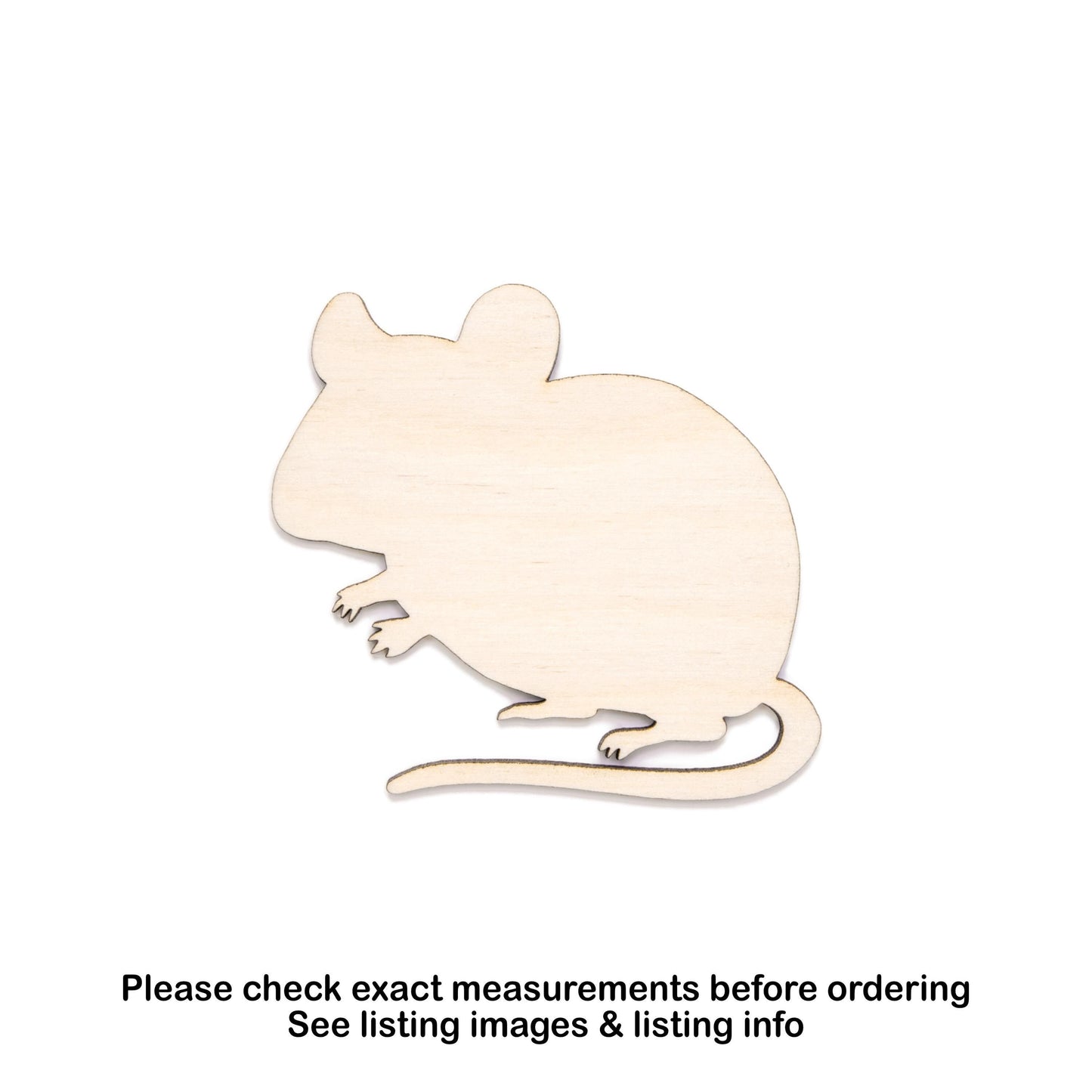 Mouse Wood Cutout - Laser Cut Unfinished Craft Shape - Multiple Sizes