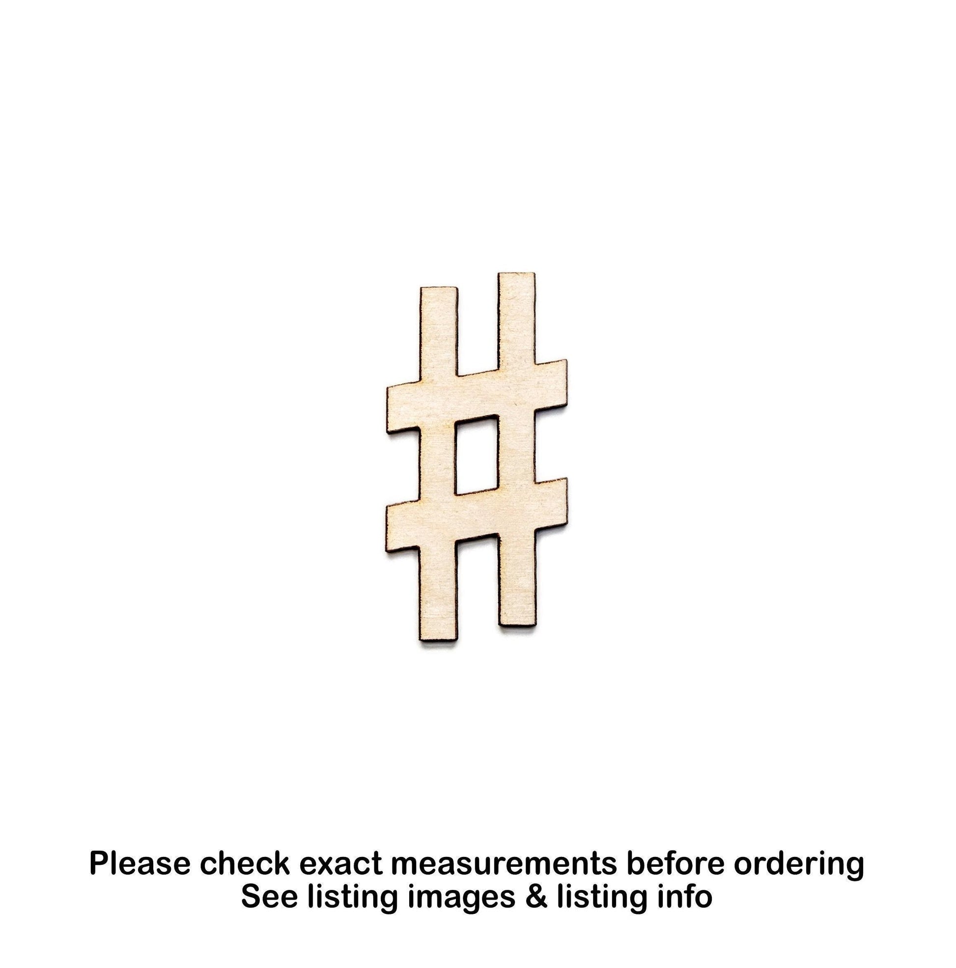 Sharp Symbol Wood Cutout - Laser Cut Unfinished Craft Shape - Multiple Sizes