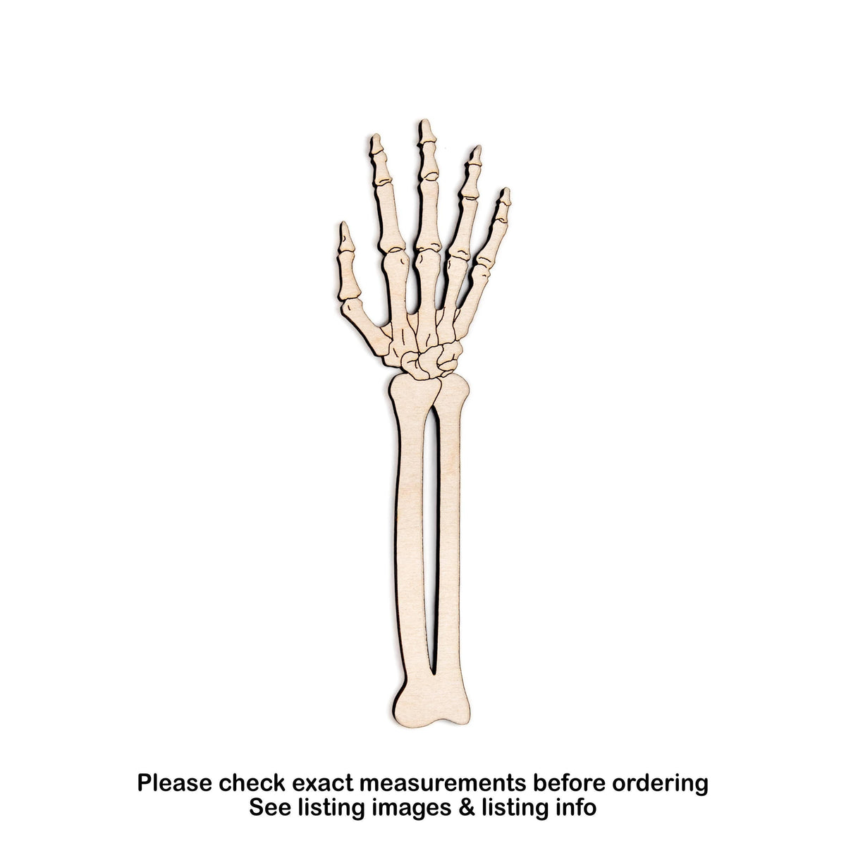 Skeletal Arm Wood Cutout - Laser Cut Unfinished Craft Shape - Multiple Sizes