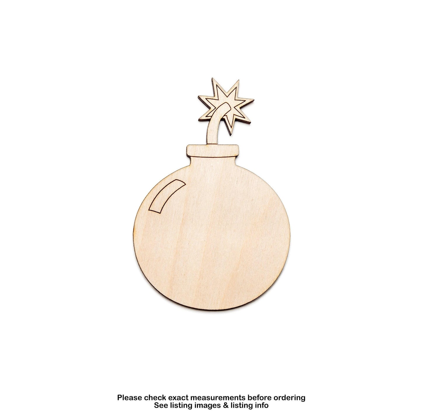 Cartoon Bomb Wood Cutout - Laser Cut Unfinished Craft Shape - Multiple Sizes