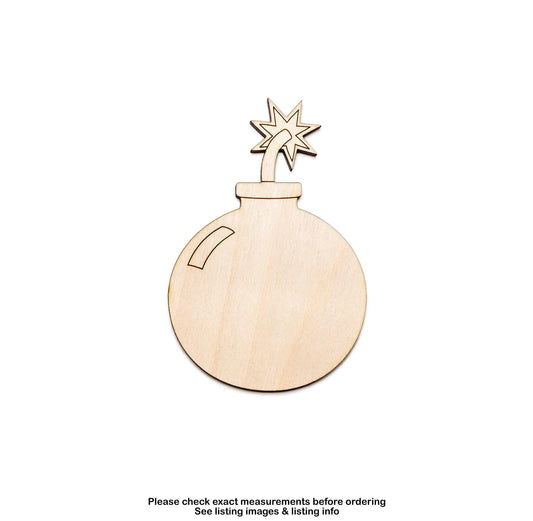 Cartoon Bomb Wood Cutout - Laser Cut Unfinished Craft Shape - Multiple Sizes