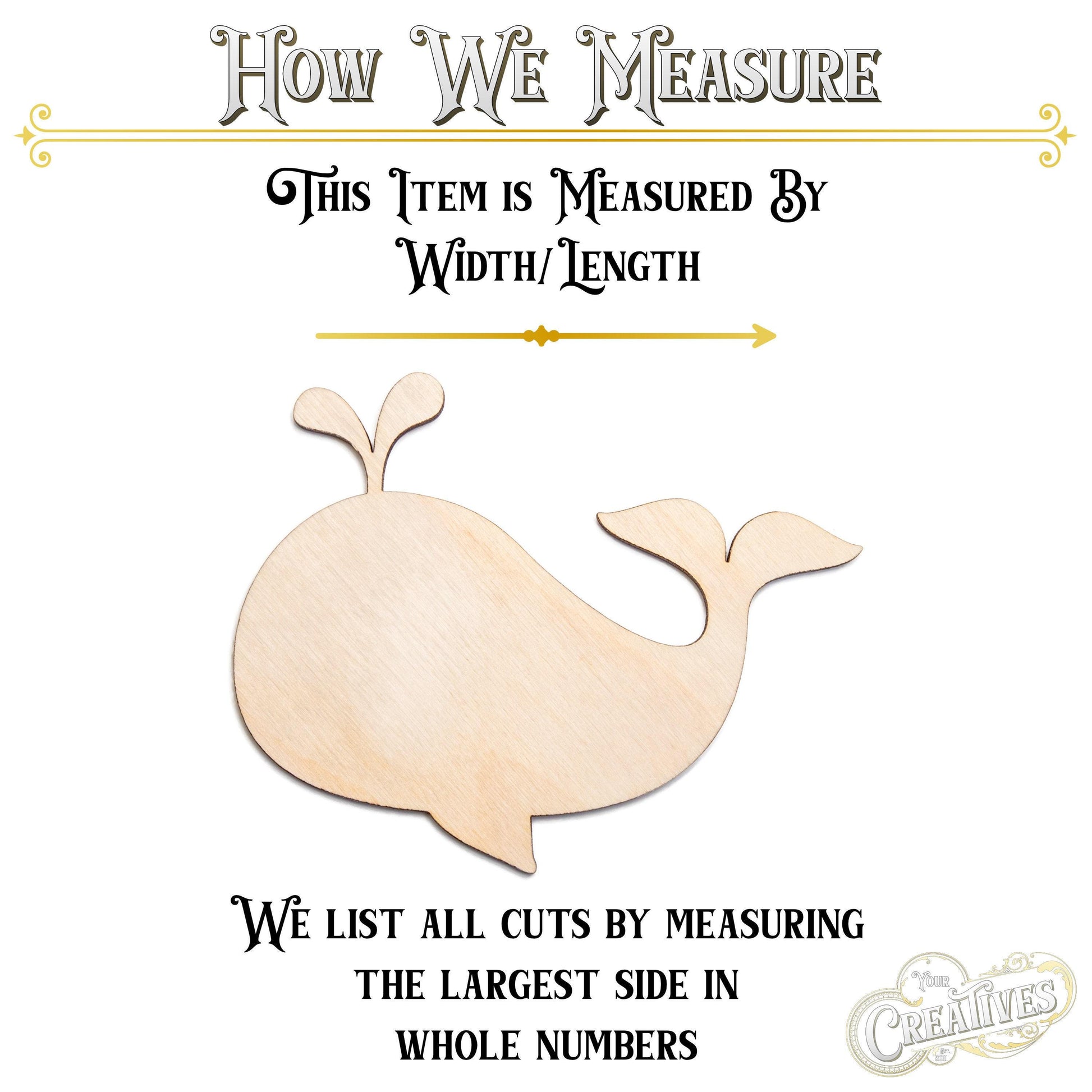 Cute Whale Blank Wood Cutout - Laser Cut Unfinished Craft Shape - Multiple Sizes