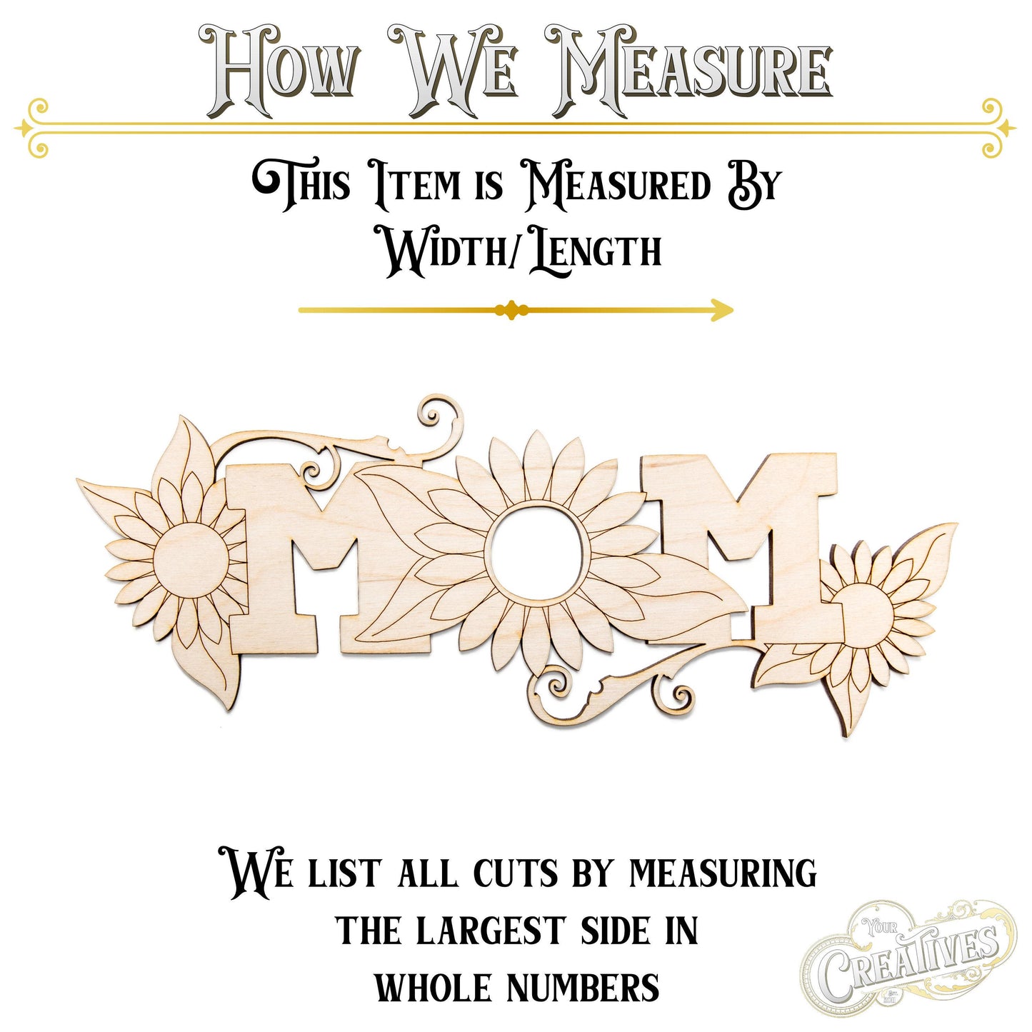 Sunflower Mom Sign Wood Cutout - Laser Cut Unfinished Craft Shape - Multiple Sizes