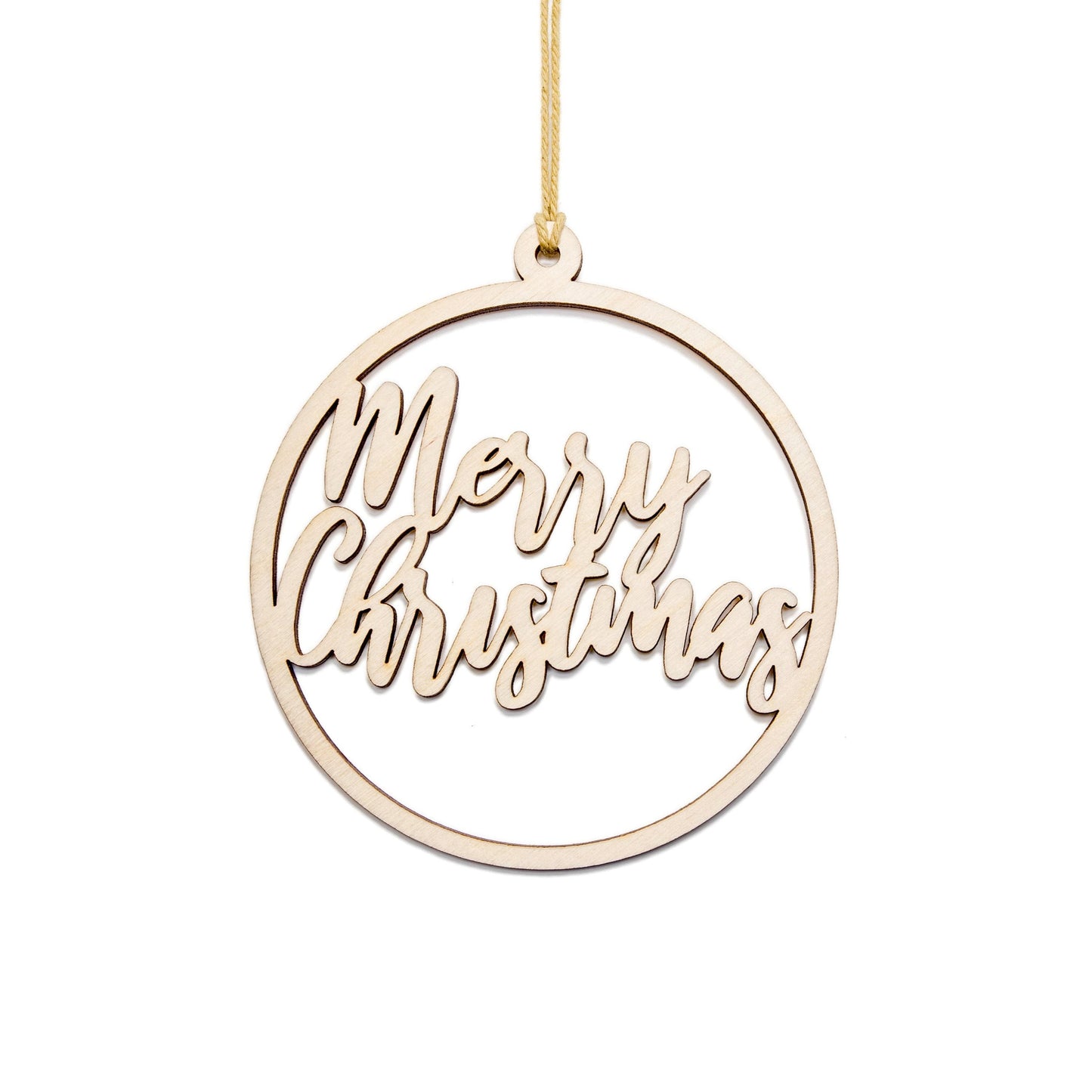 Merry Christmas Wood Ornament - Laser Cut Unfinished Holiday Craft Shape