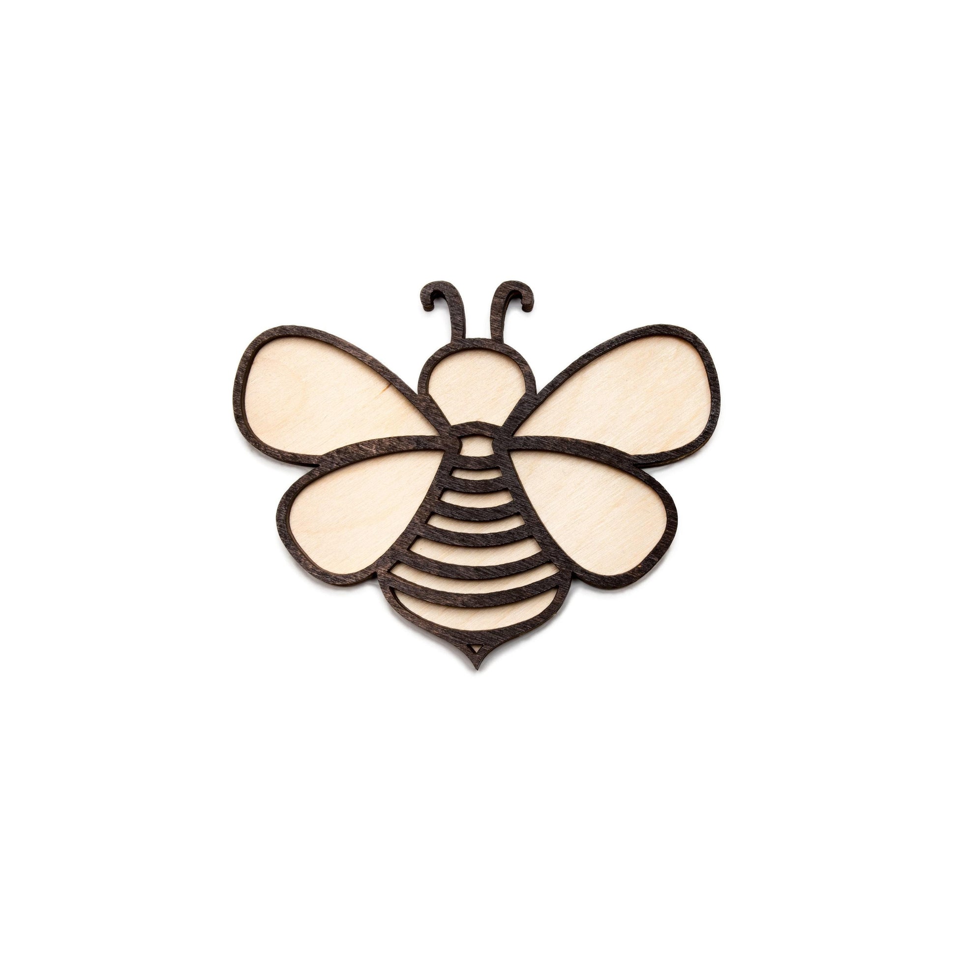 Cute Bee Stained Wood Cutout - Laser Cut Craft Shape - Multiple Sizes