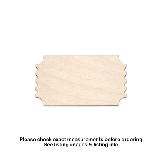 Ticket Blank Wood Cutout - Laser Cut Unfinished Craft Shape - Multiple Sizes