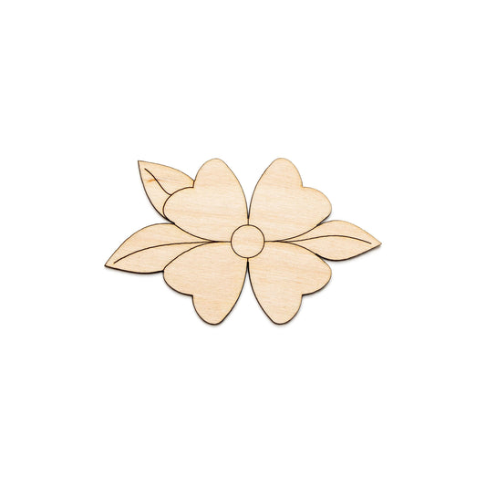Violet With Leaves Wood Cutout - Laser Cut Unfinished Craft Shape - Multiple Sizes