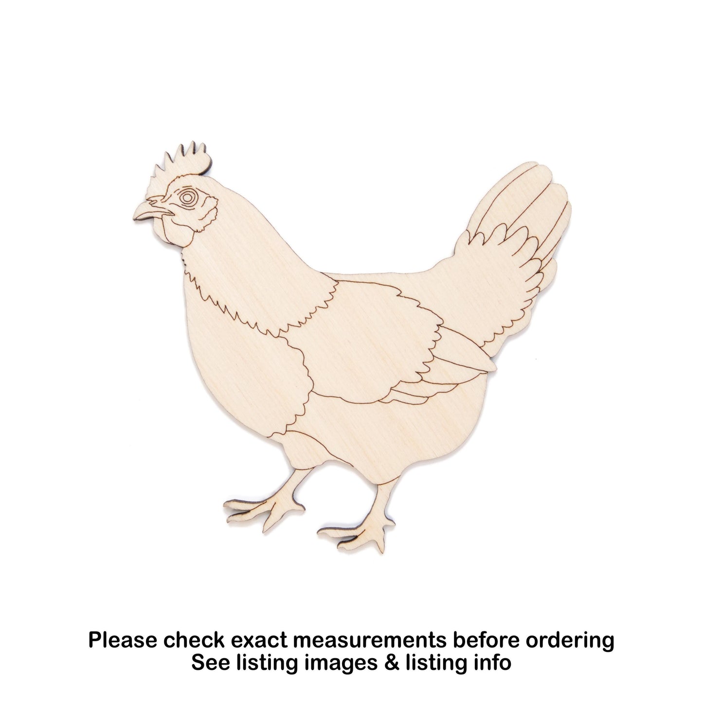 Hen Wood Cutout - Laser Cut Unfinished Craft Shape - Multiple Sizes